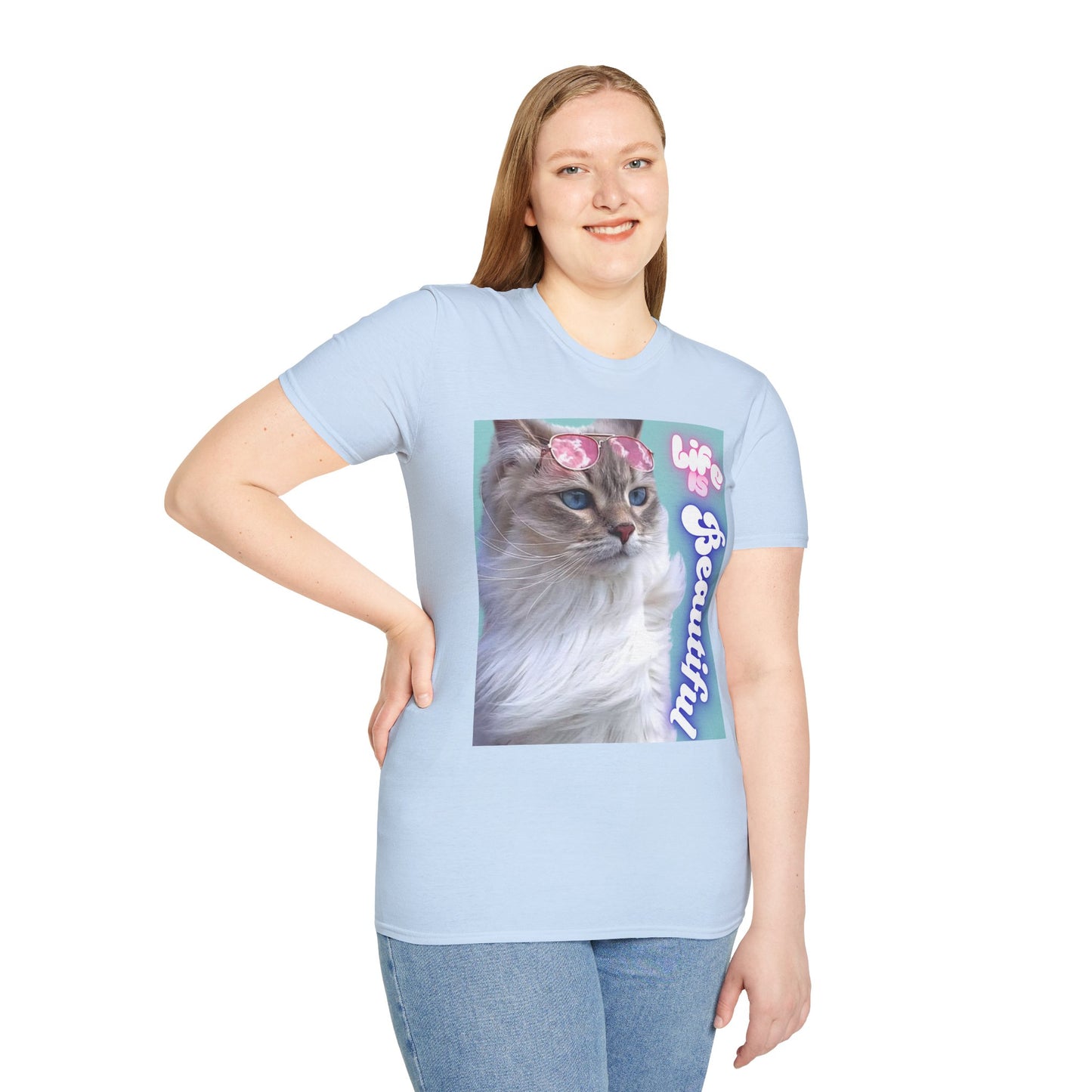 Life Is Beautiful Cat T-Shirt — Inspirational Cat Graphic Tee