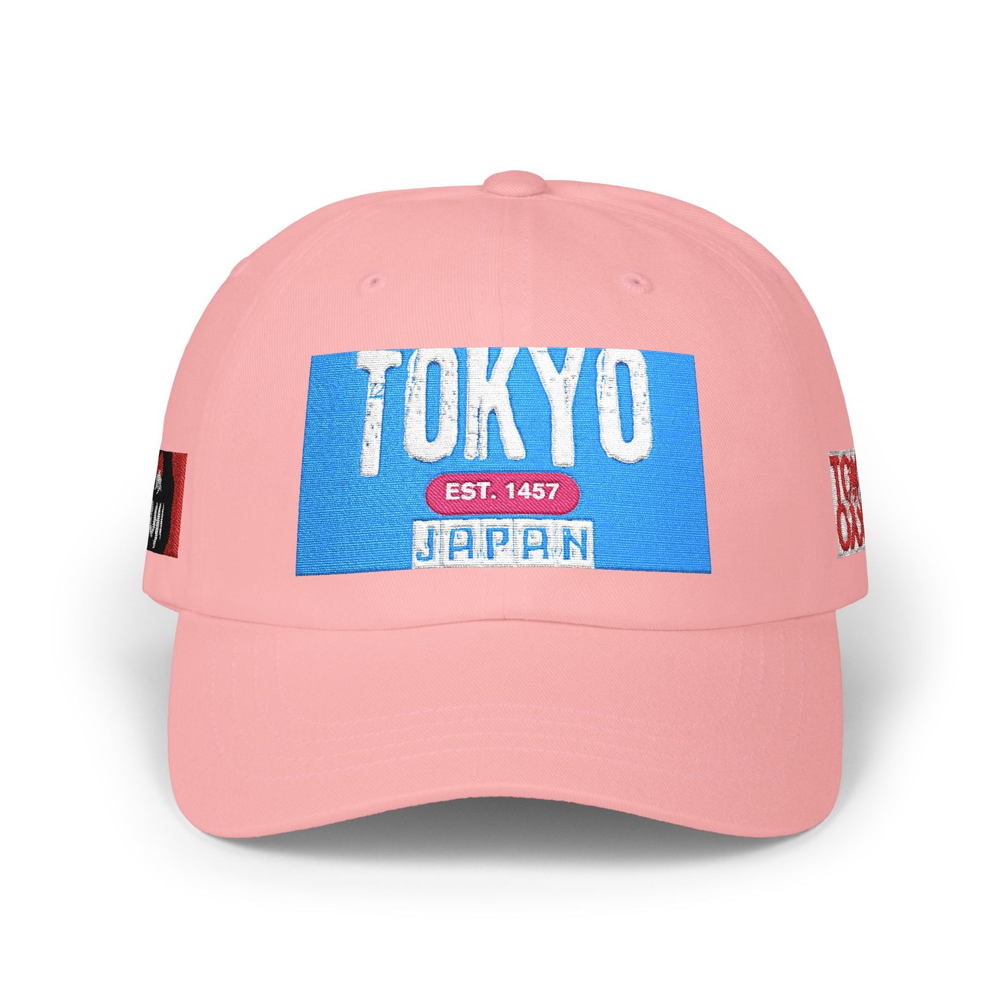 Tokyo Retro Patch Dad Cap – White Embroidered Travel Baseball Hat