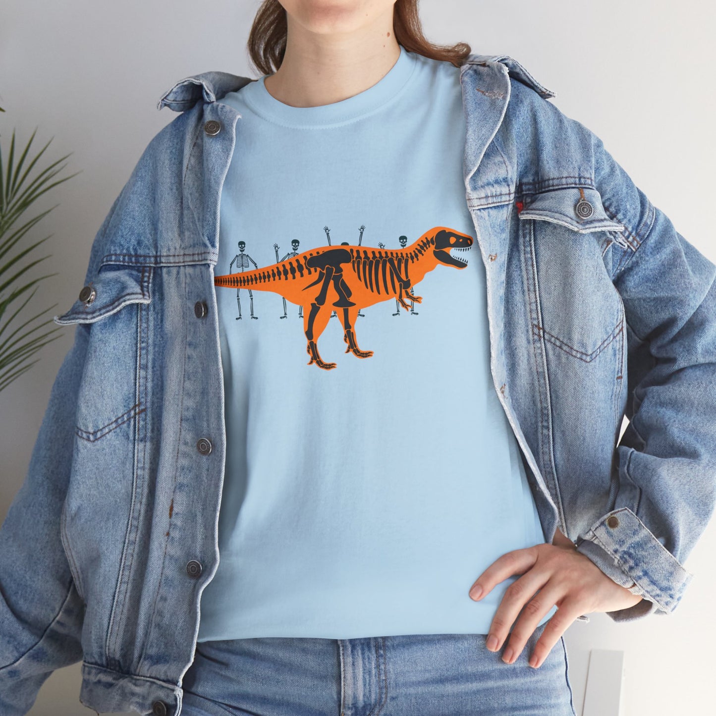 Dinosaur Graphic Tee — Retro Neon T-Rex & Skeleton Shirt