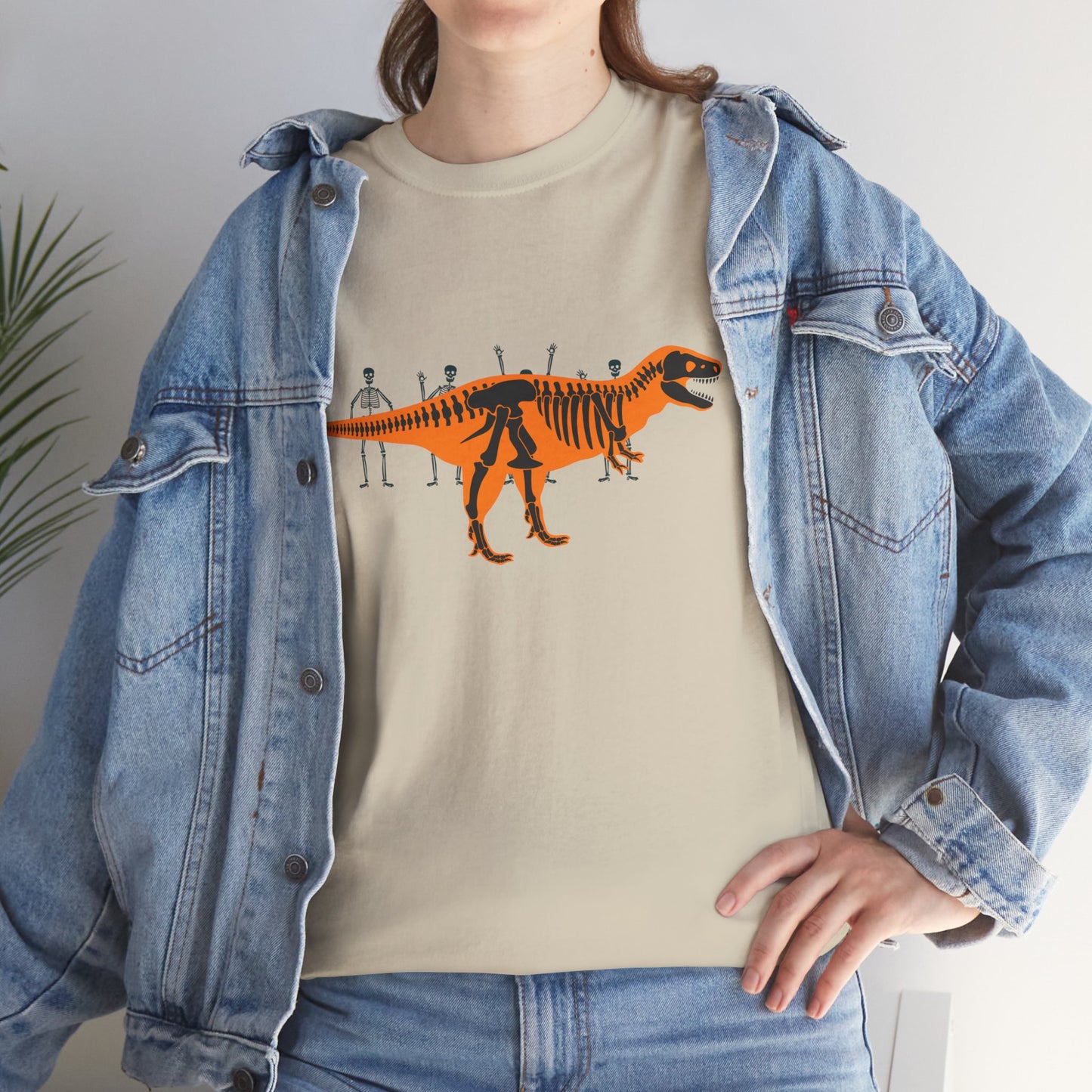 Dinosaur Graphic Tee — Retro Neon T-Rex & Skeleton Shirt