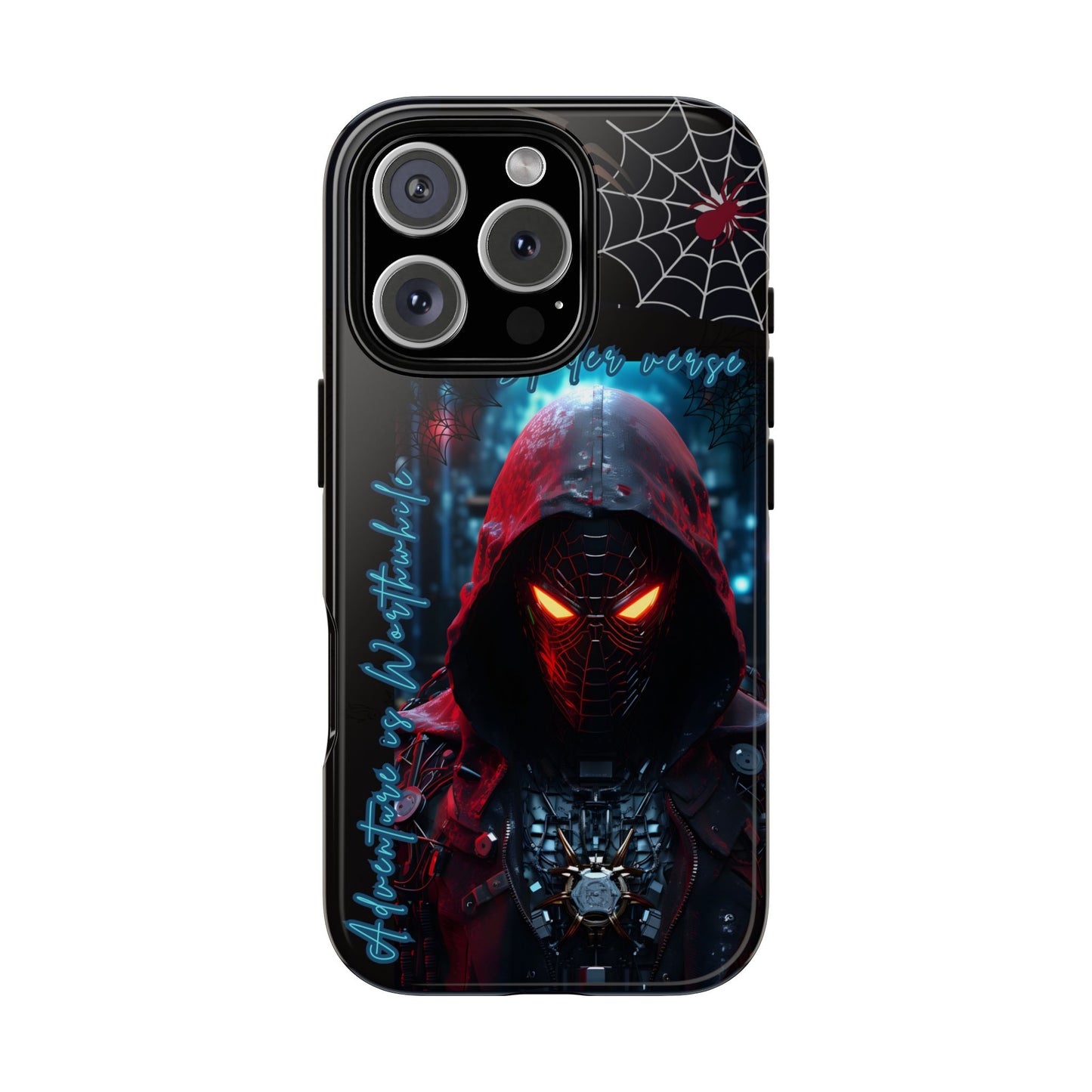 Spiderman Phone Case — Neon Hooded Skull Design "Spider verse"