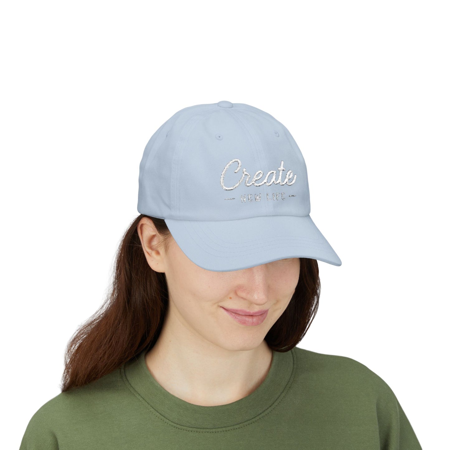 Create New Life — Embroidered White Baseball Cap for Regular Use