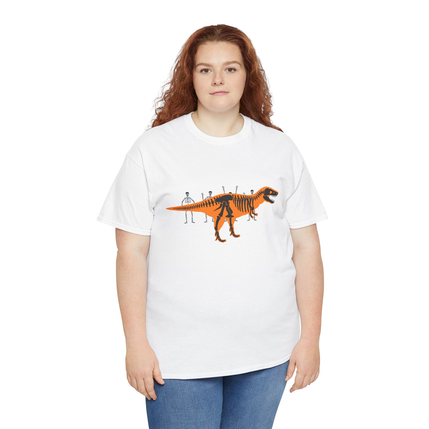 Dinosaur Graphic Tee — Retro Neon T-Rex & Skeleton Shirt