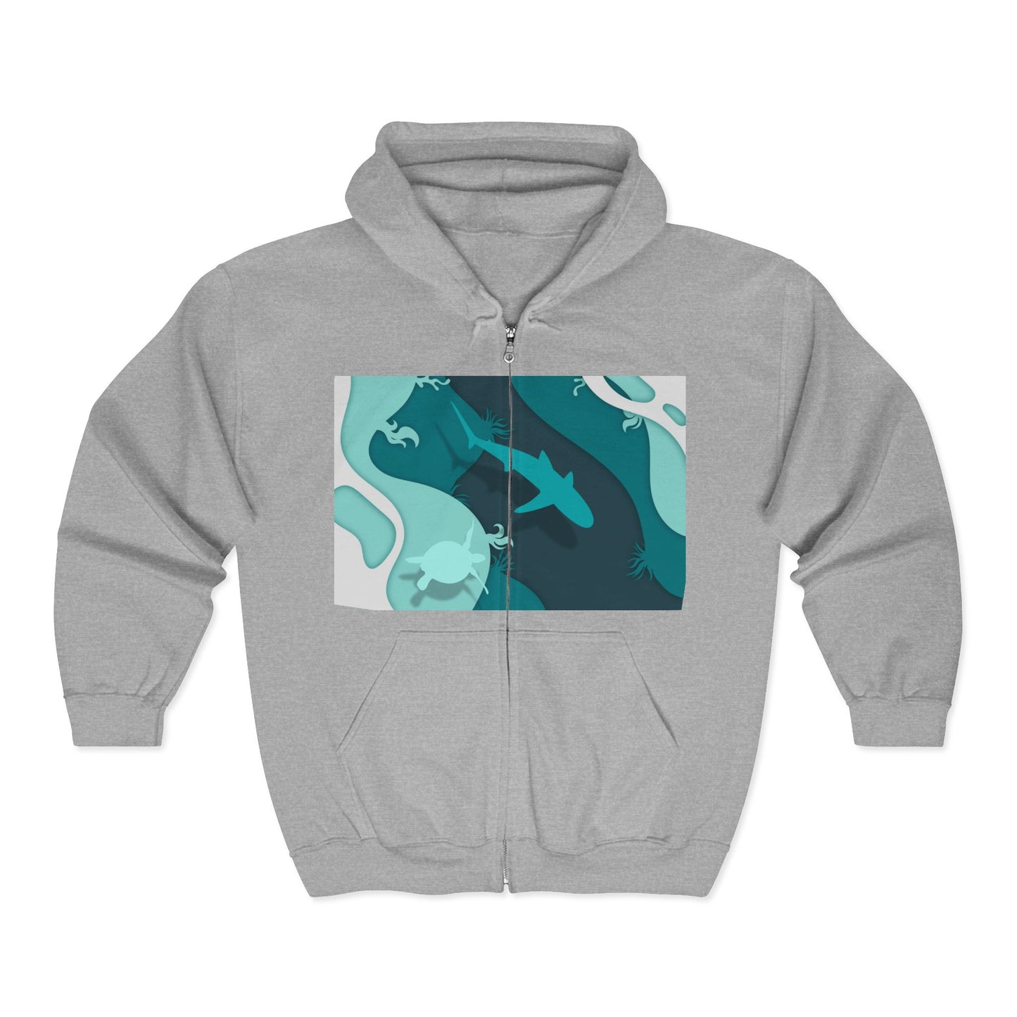Zip Hoodie — 'Focus On Good Things' Inspirational Ocean Design