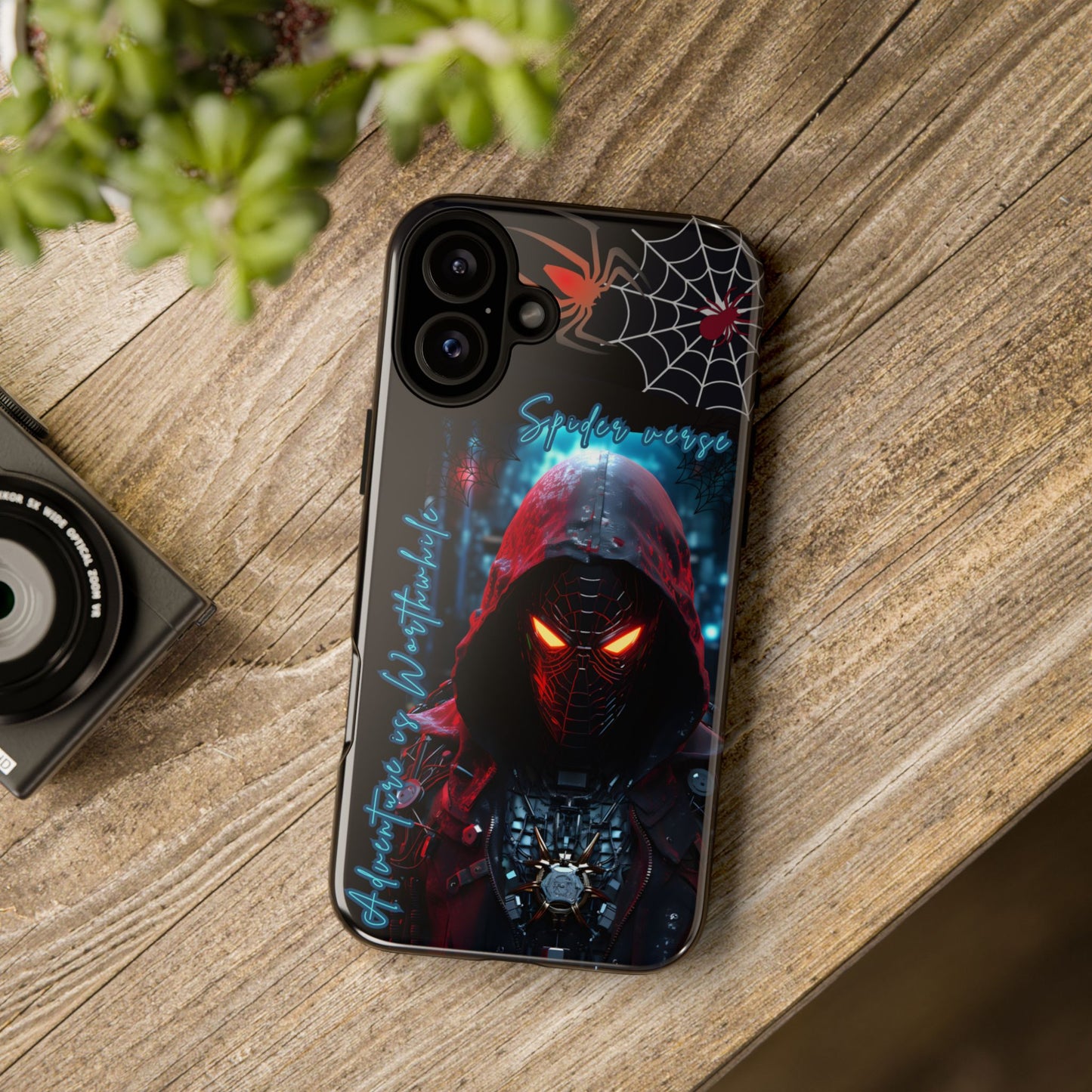Spiderman Phone Case — Neon Hooded Skull Design "Spider verse"