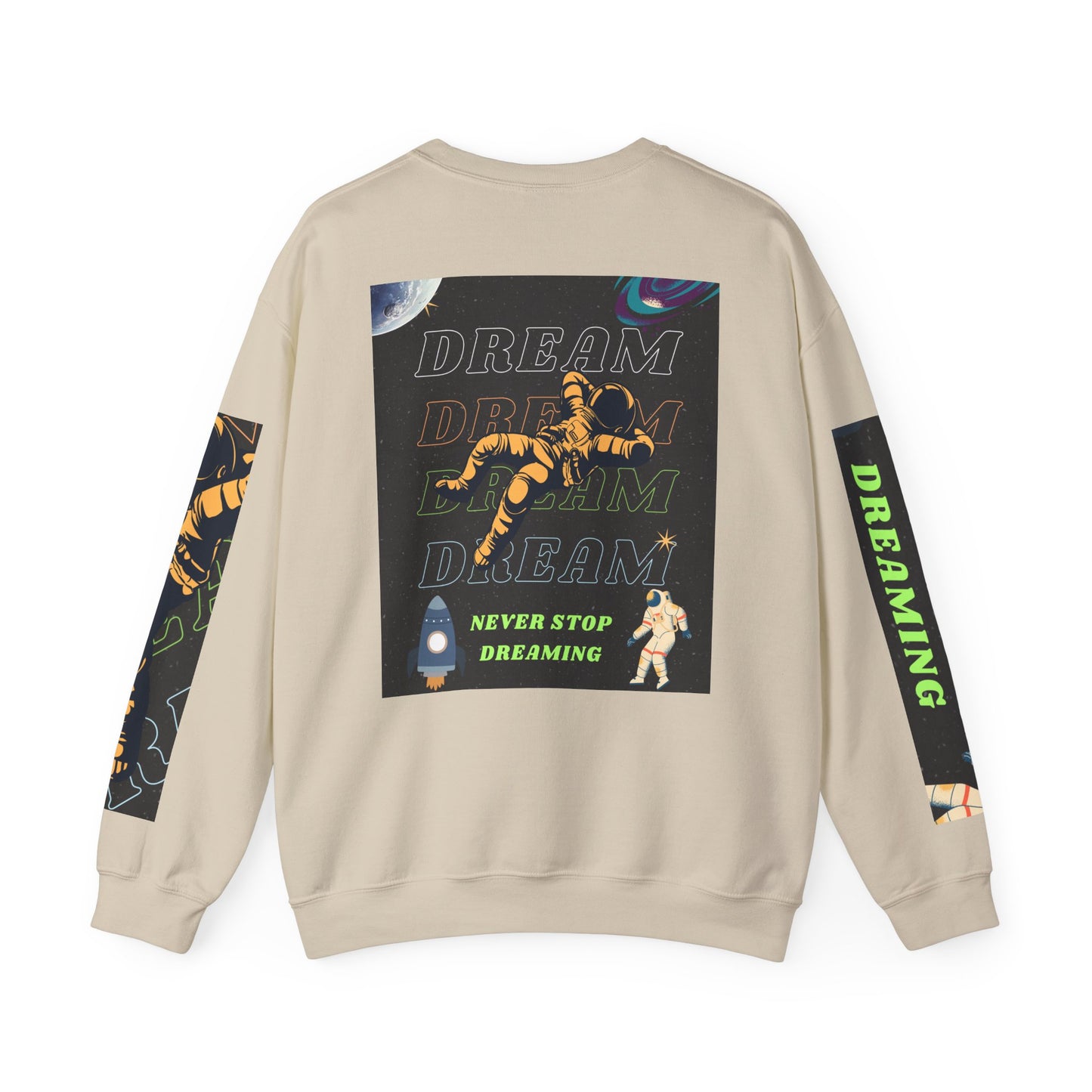 Space Crewneck Sweatshirt — “Seeking a New Planet for Life” Astronaut Graphic