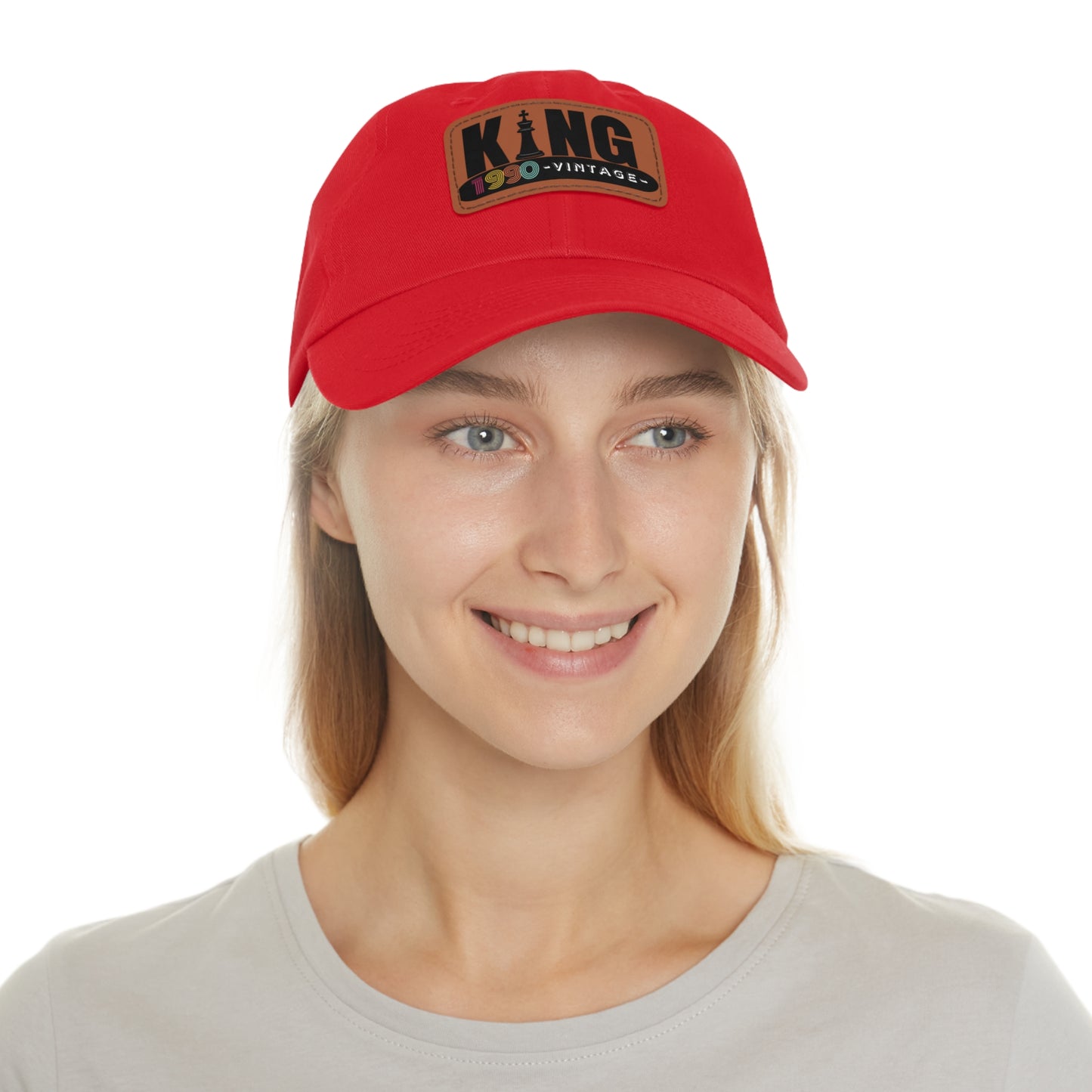 King 1990 Vintage Leather Patch Dad Hat
