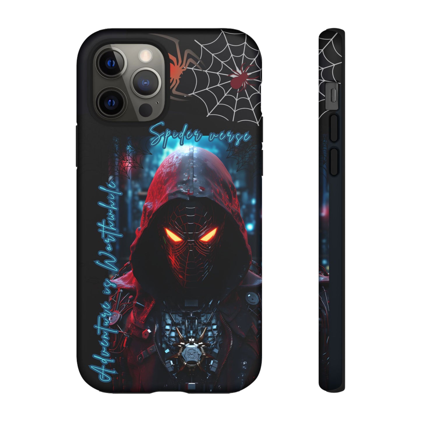 Spiderman Phone Case — Neon Hooded Skull Design "Spider verse"