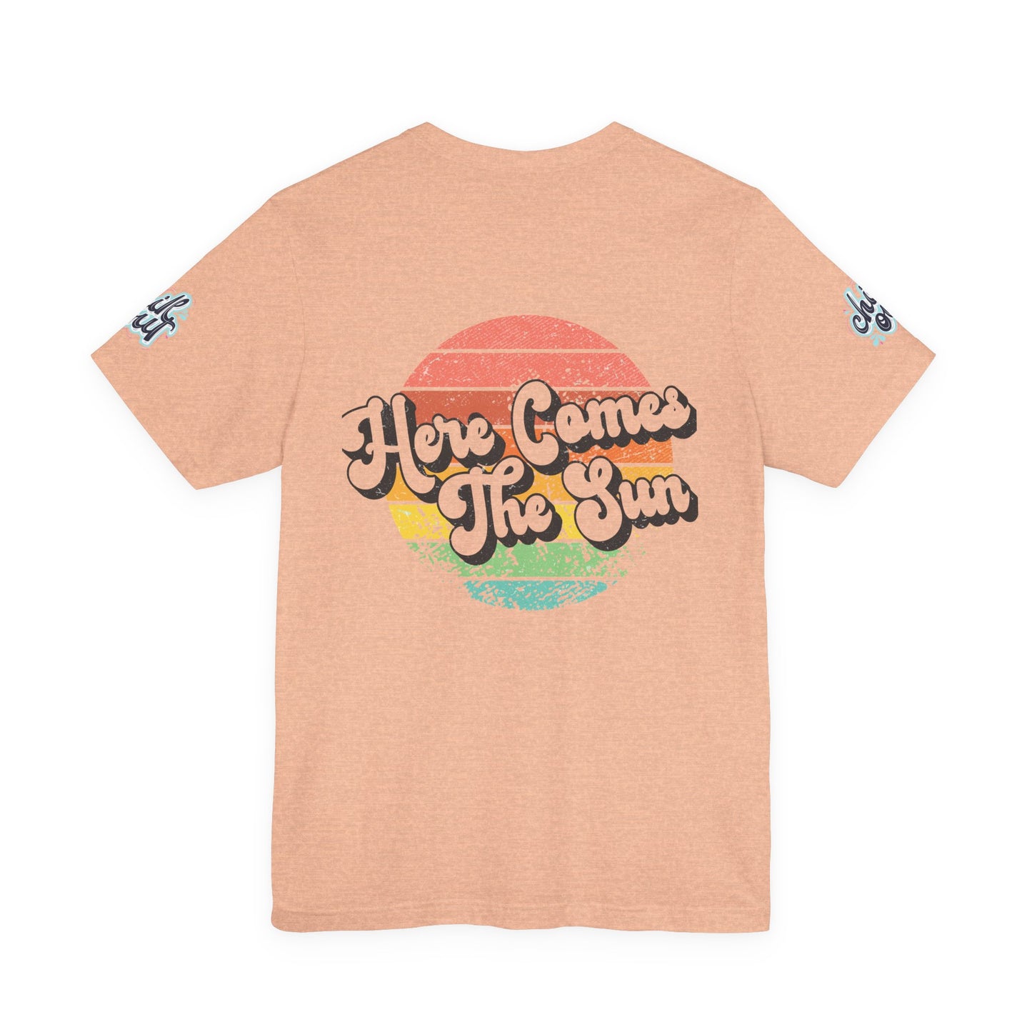 Summer Surf Tee – “Here Comes The Sun” Vintage Surfboard & Palm Graphic T-Shirt