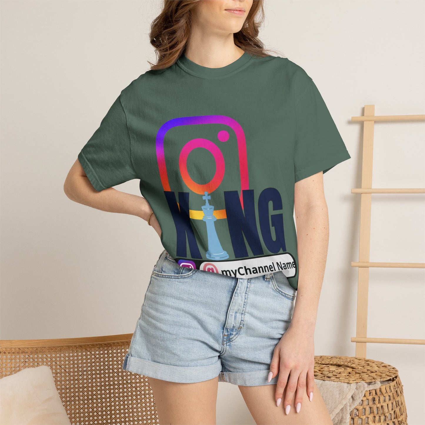 Instagram King T-Shirt — Custom @myChannel Name Social Media Tee