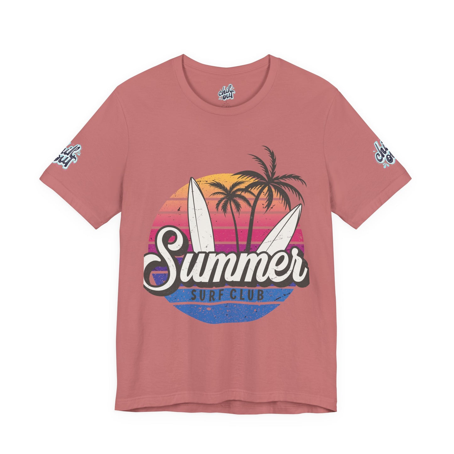 Summer Surf Tee – “Here Comes The Sun” Vintage Surfboard & Palm Graphic T-Shirt