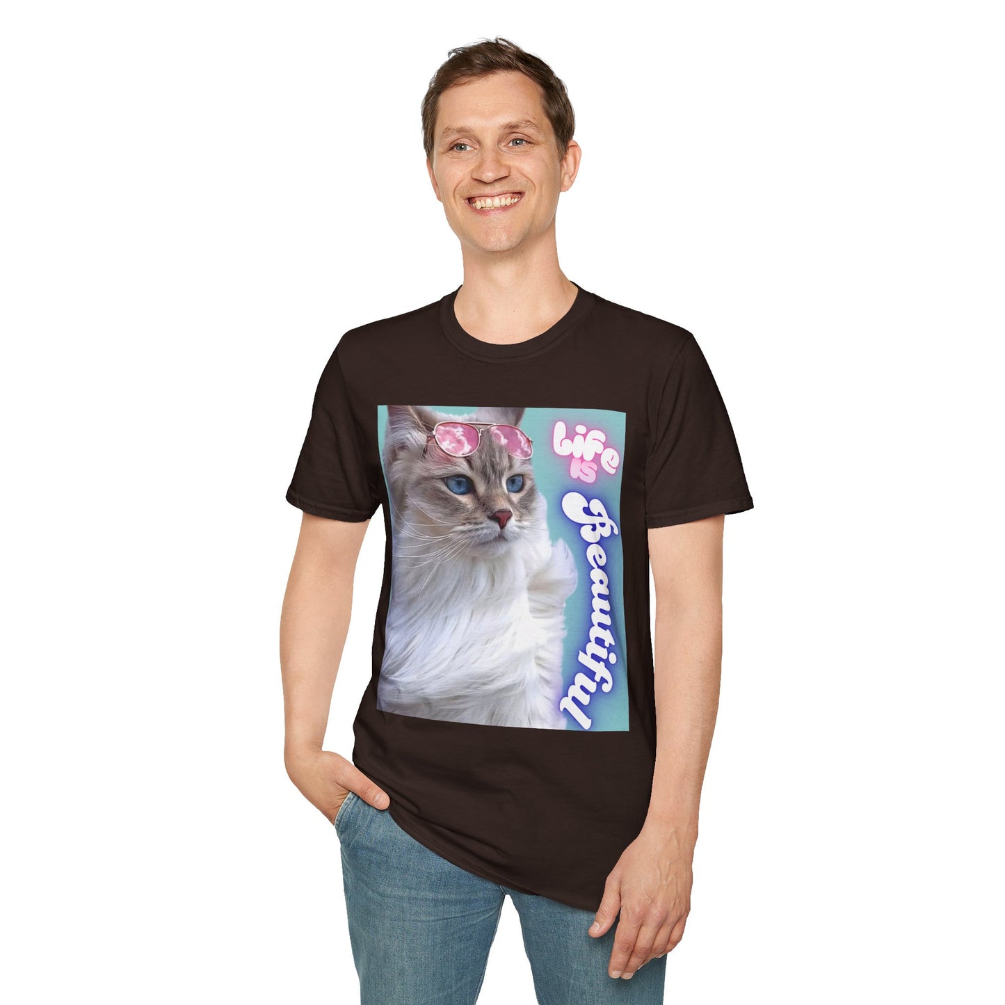 Life Is Beautiful Cat T-Shirt — Inspirational Cat Graphic Tee