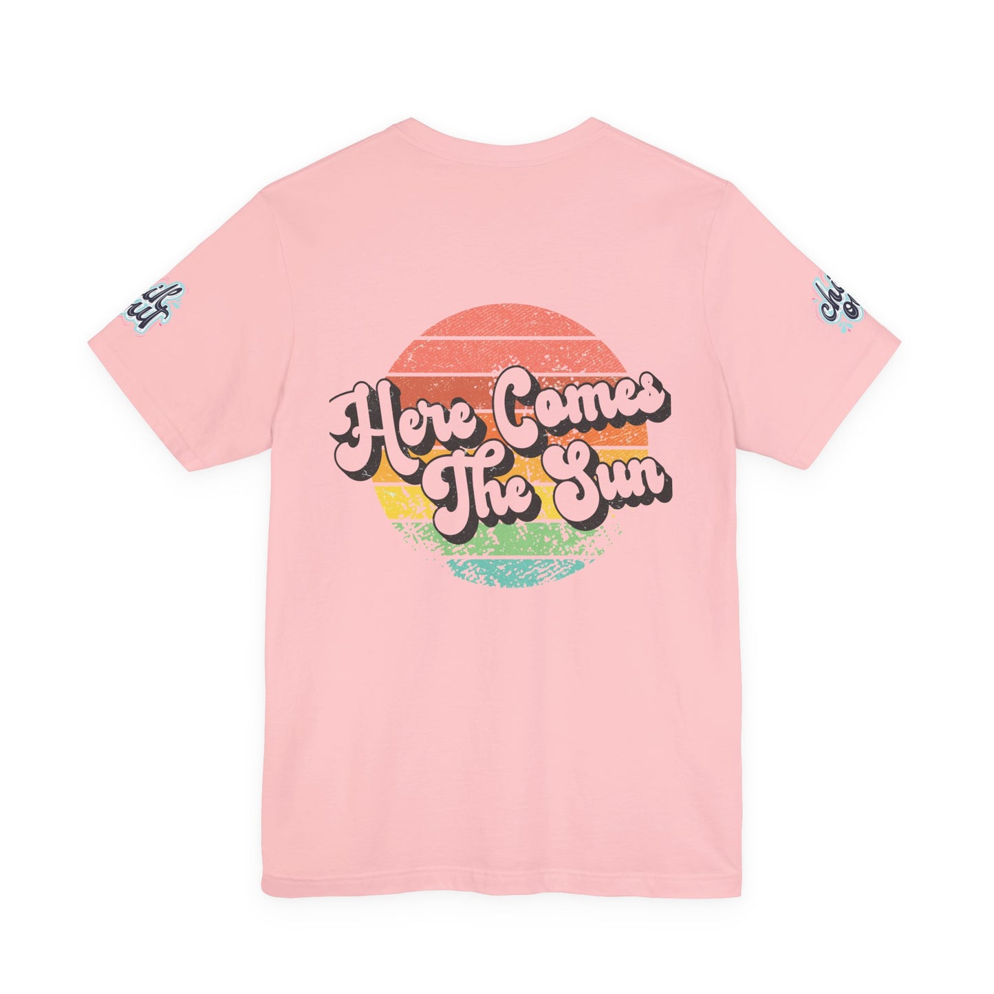 Summer Surf Tee – “Here Comes The Sun” Vintage Surfboard & Palm Graphic T-Shirt