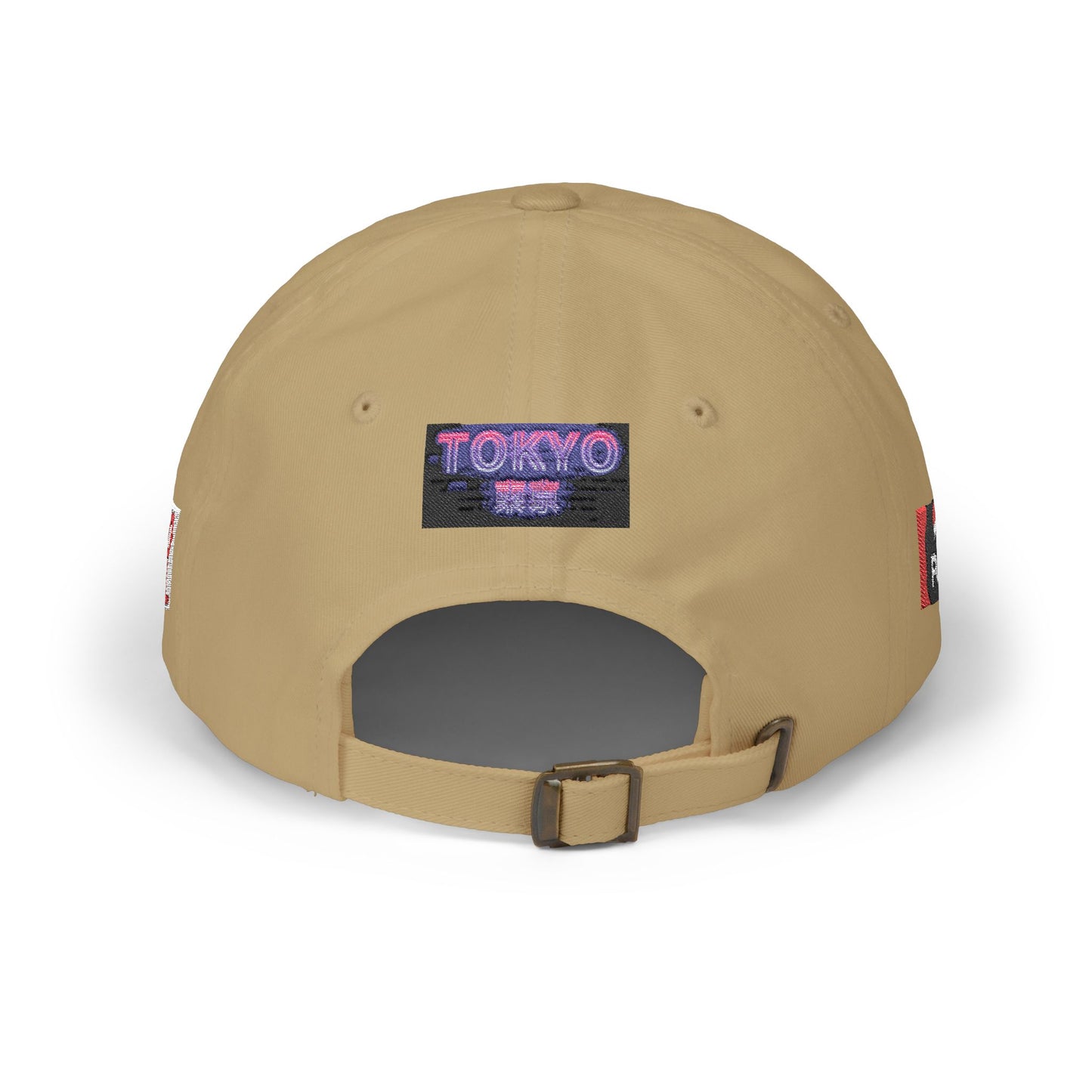 Tokyo Retro Patch Dad Cap – White Embroidered Travel Baseball Hat