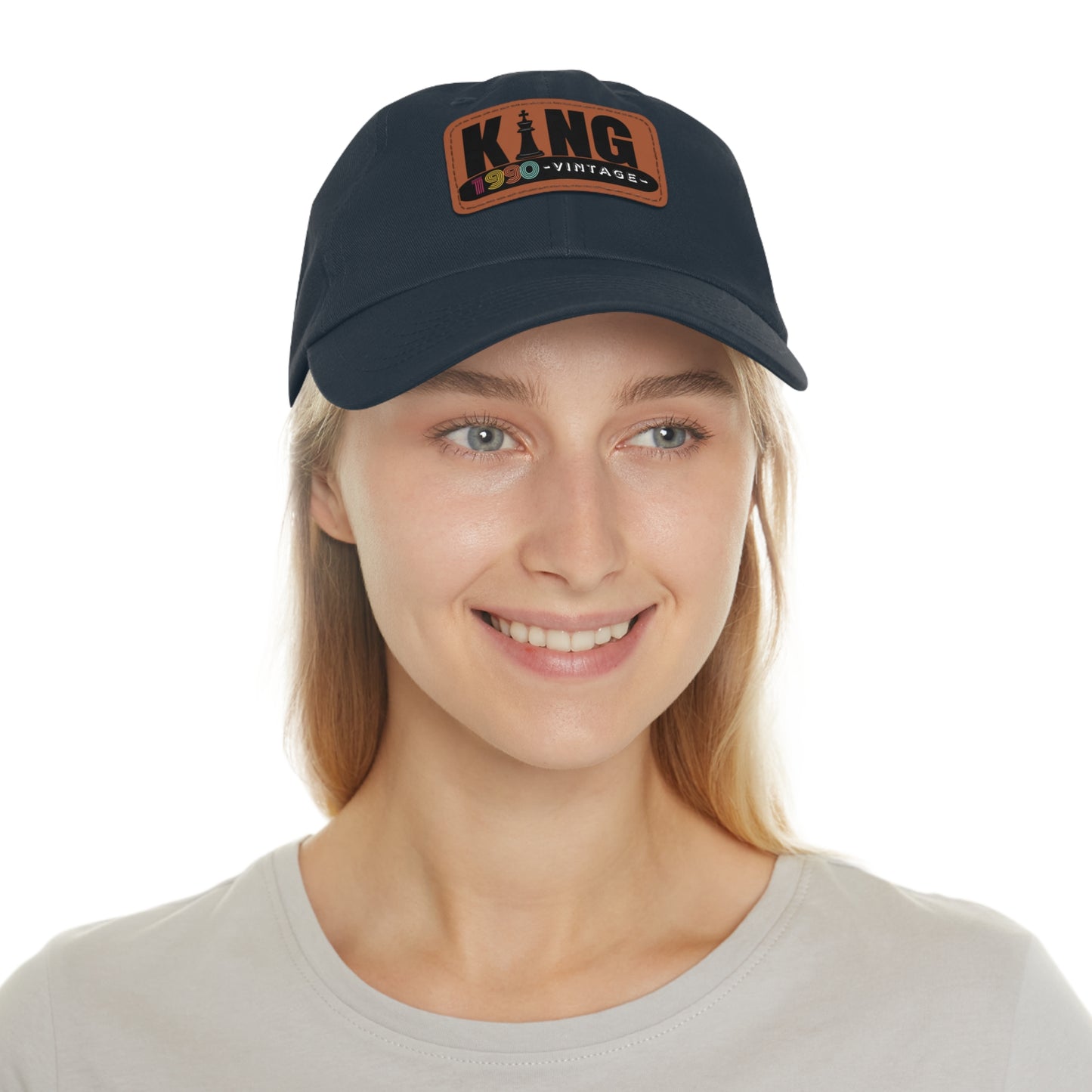 King 1990 Vintage Leather Patch Dad Hat
