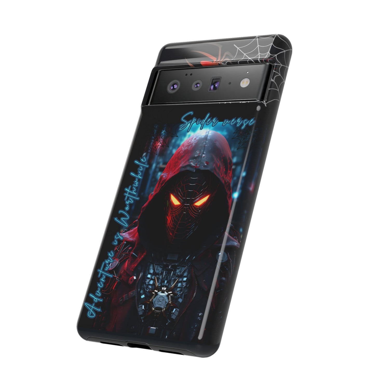 Spiderman Phone Case — Neon Hooded Skull Design "Spider verse"