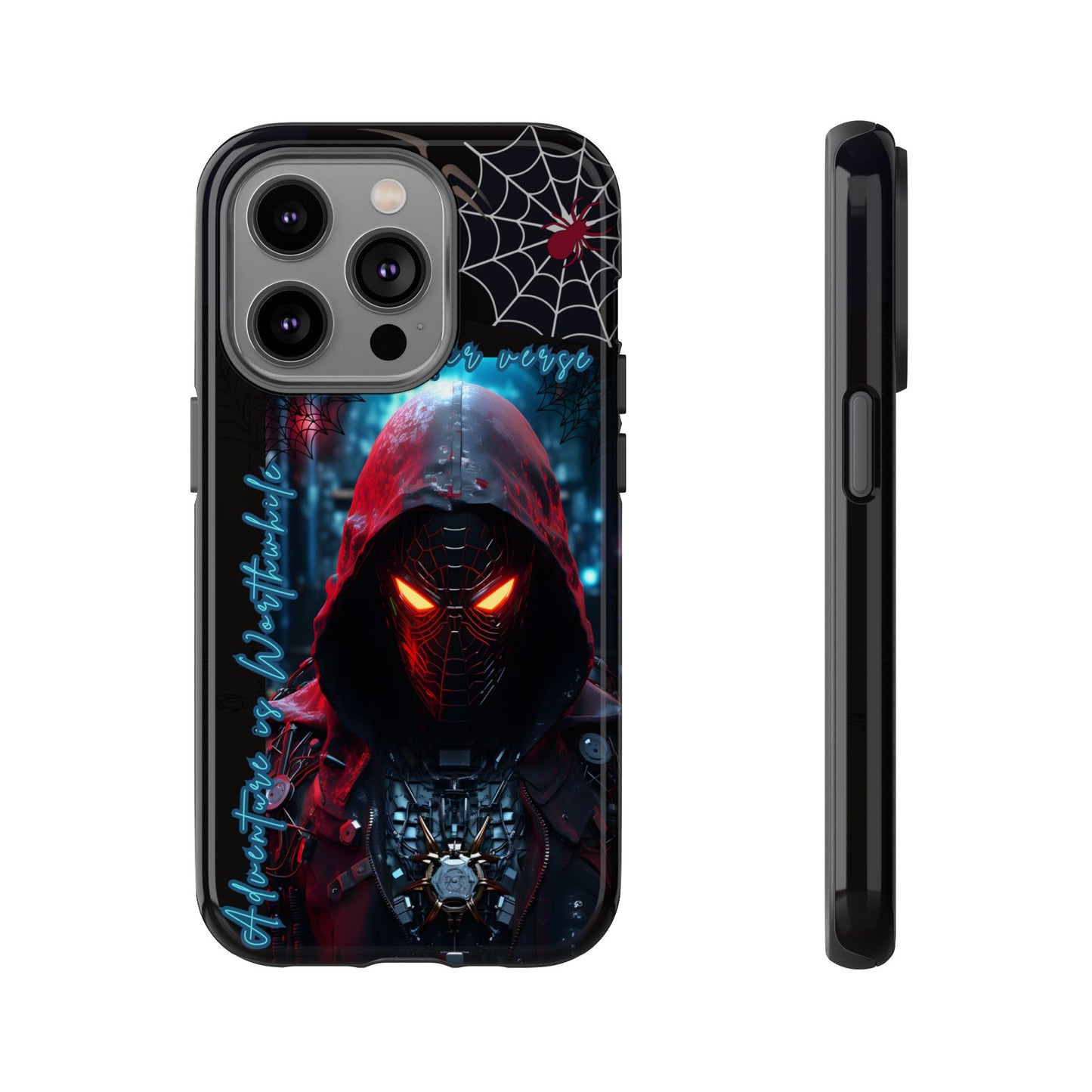 Spiderman Phone Case — Neon Hooded Skull Design "Spider verse"