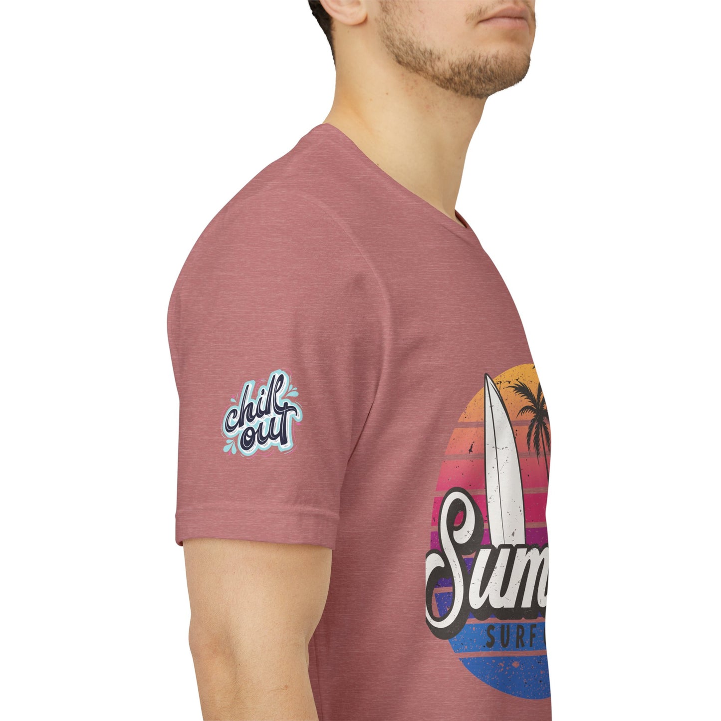 Summer Surf Tee – “Here Comes The Sun” Vintage Surfboard & Palm Graphic T-Shirt