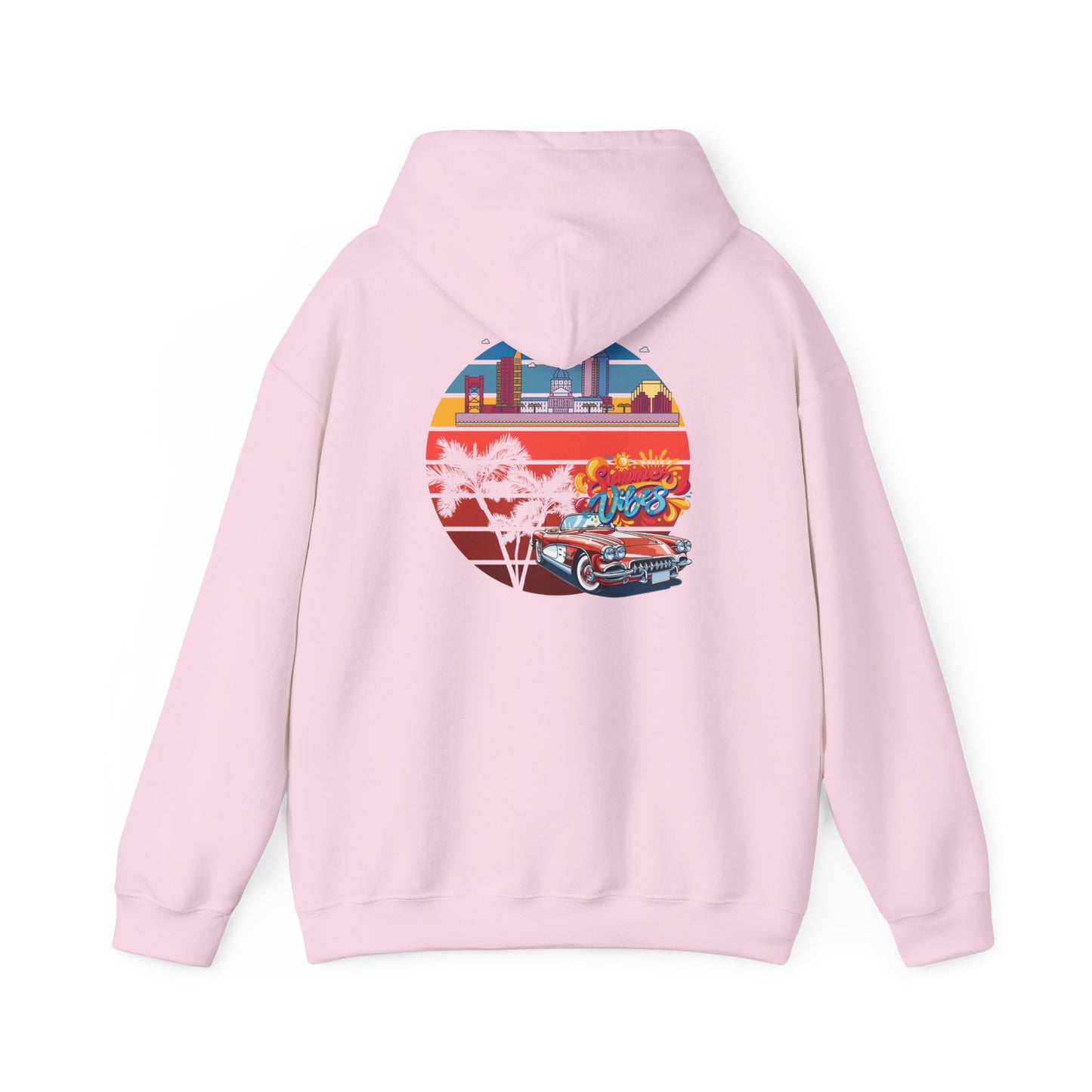 Los Angeles Retro Surf Hoodie — Vintage Sunset Car & Palm Tree Sweatshirt