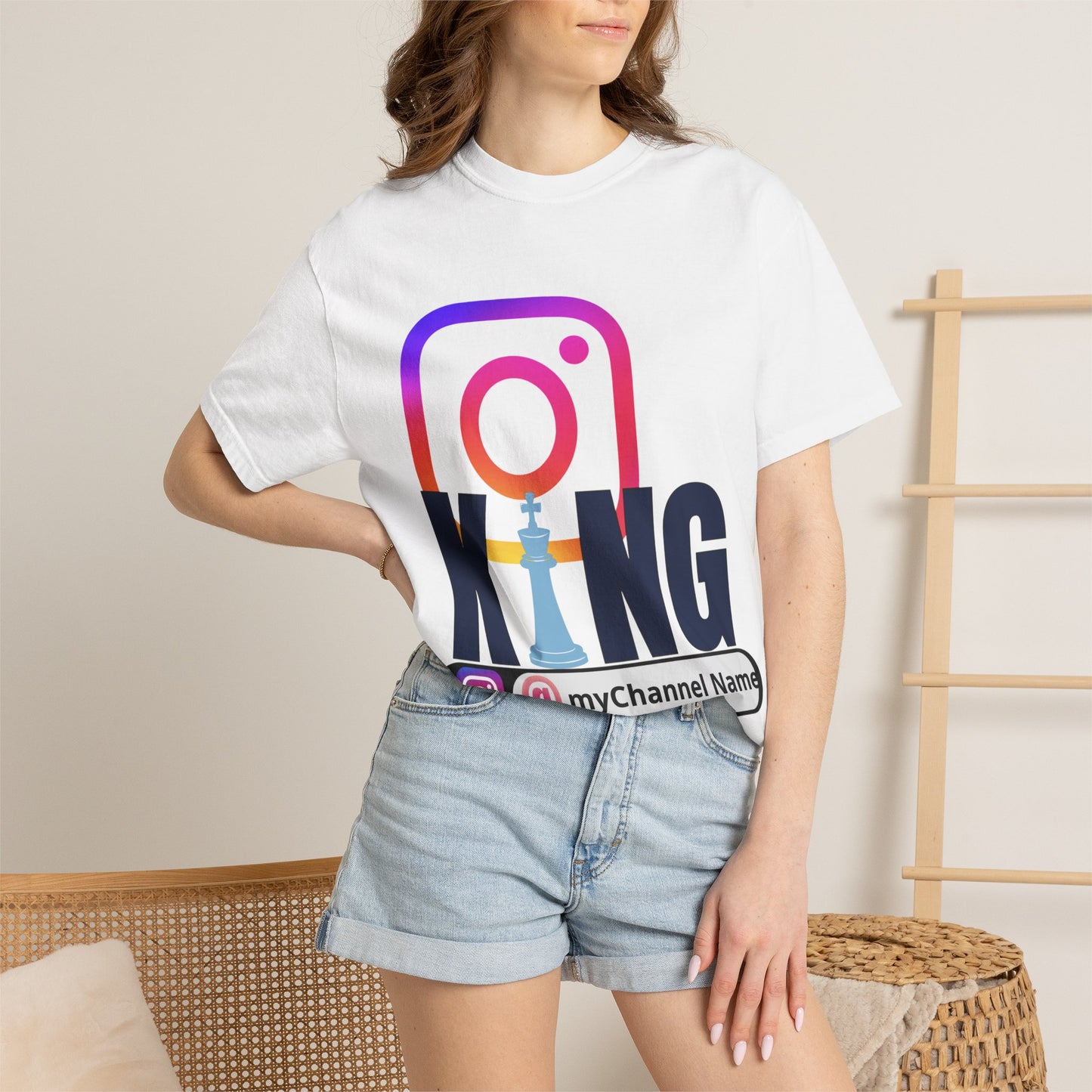 Instagram King T-Shirt — Custom @myChannel Name Social Media Tee