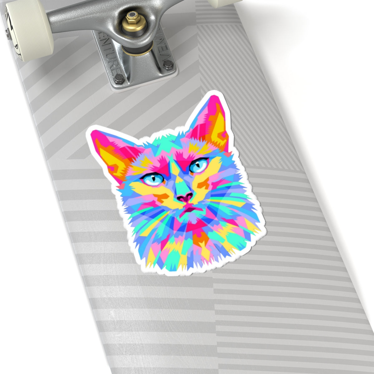 Colorful Pop Art Cat -Cut Sticker — Vibrant Feline Laptop Decal