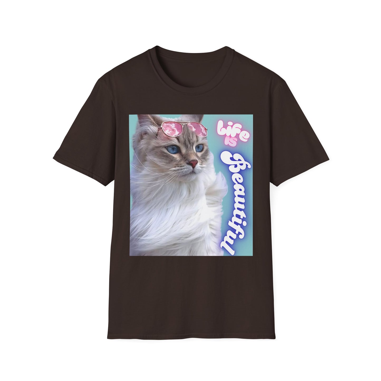 Life Is Beautiful Cat T-Shirt — Inspirational Cat Graphic Tee