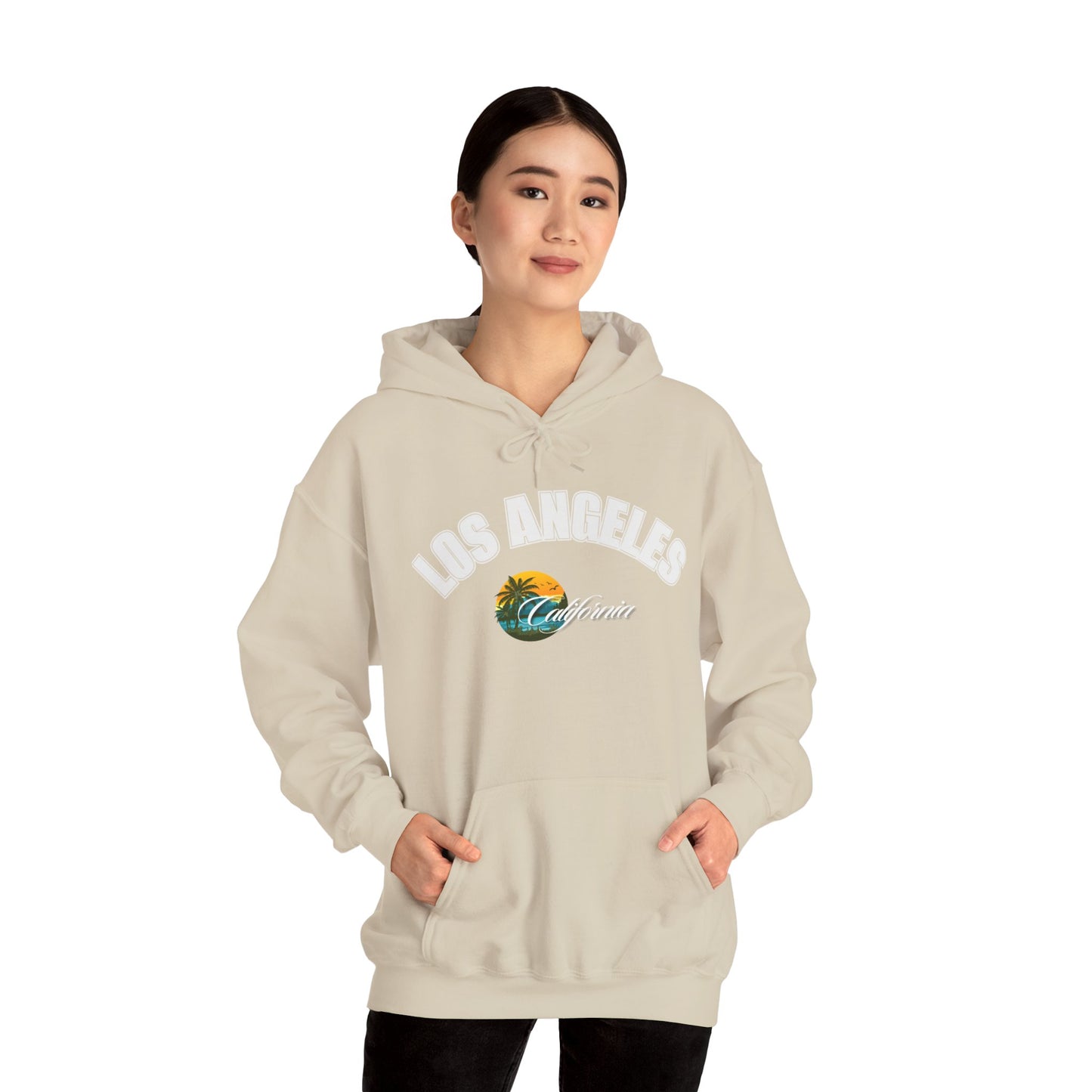 Los Angeles Retro Surf Hoodie — Vintage Sunset Car & Palm Tree Sweatshirt