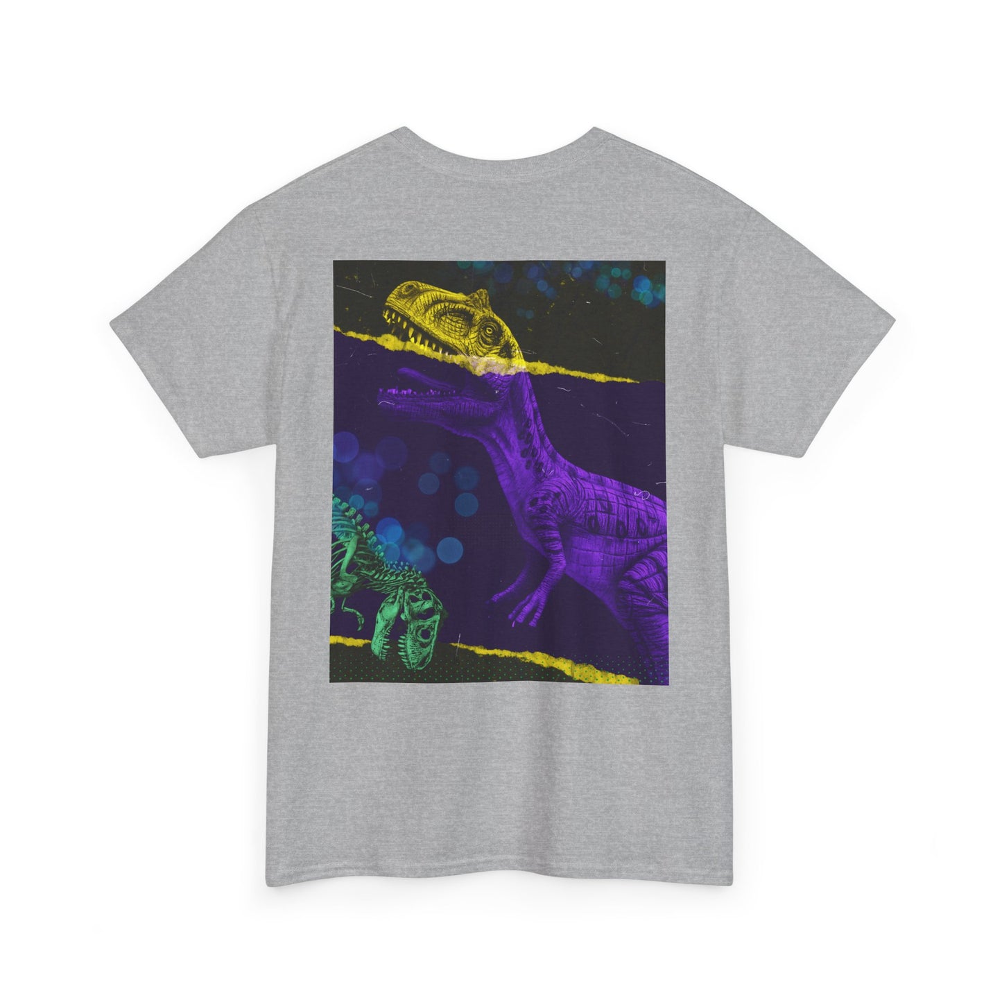 Dinosaur Graphic Tee — Retro Neon T-Rex & Skeleton Shirt