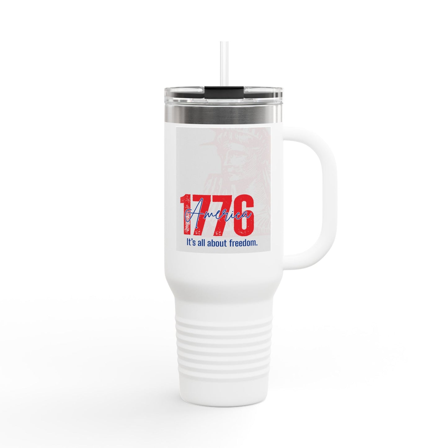 40oz Insulated Travel Mug — American Flag Patriotic Stainless Steel Tumbler