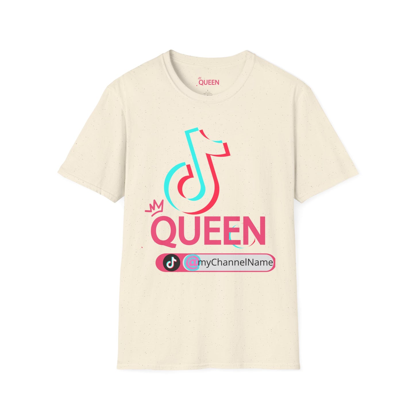 TikTok Queen Graphic T-Shirt — Personalized Channel Name, 'New Day New Start' Back Design