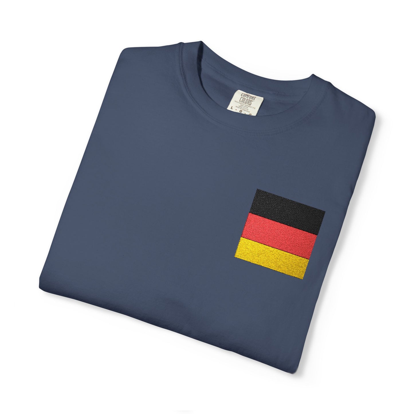 Germany Flag Pocket T-Shirt — German Pride Tee with Sleeve Flags