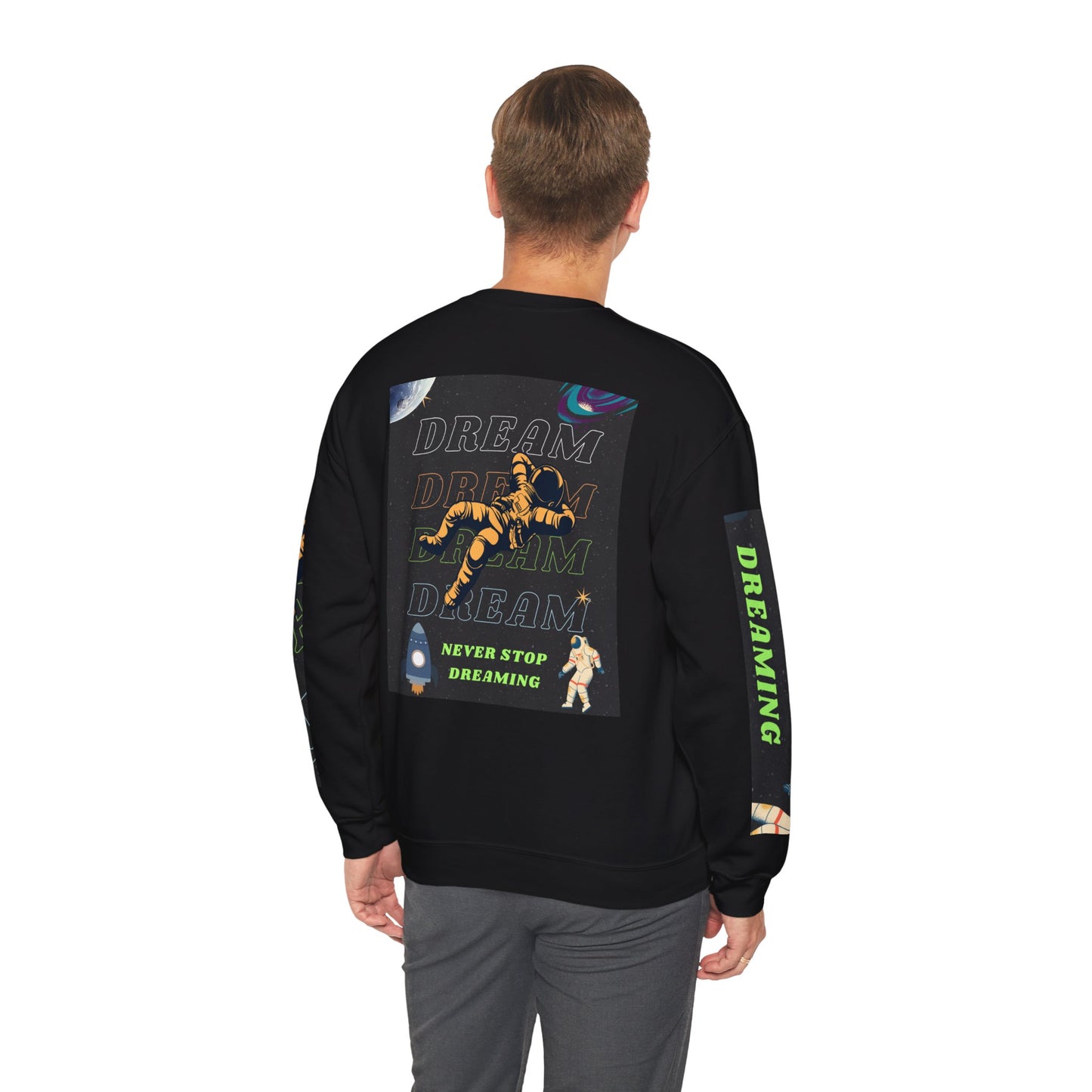 Space Crewneck Sweatshirt — “Seeking a New Planet for Life” Astronaut Graphic