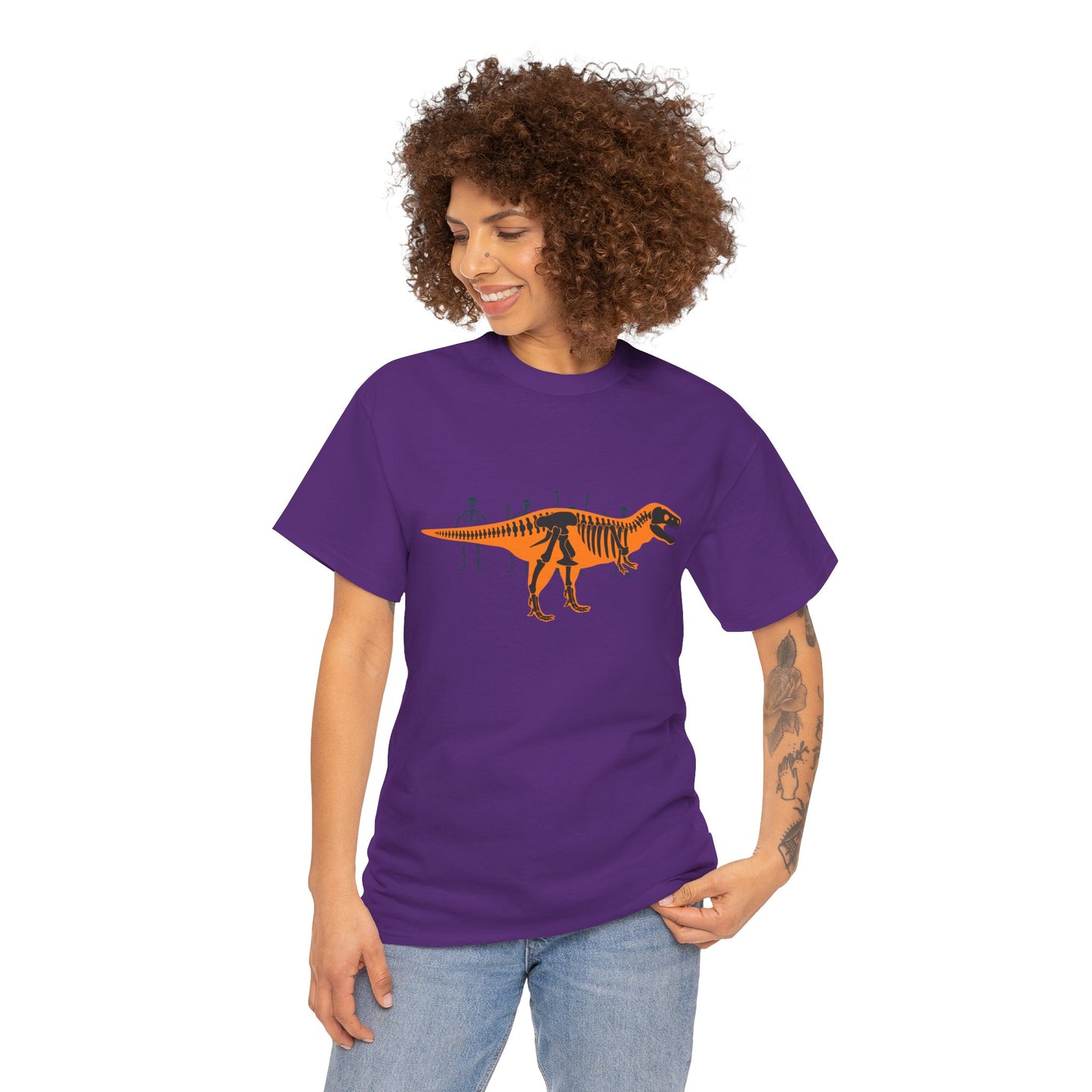 Dinosaur Graphic Tee — Retro Neon T-Rex & Skeleton Shirt