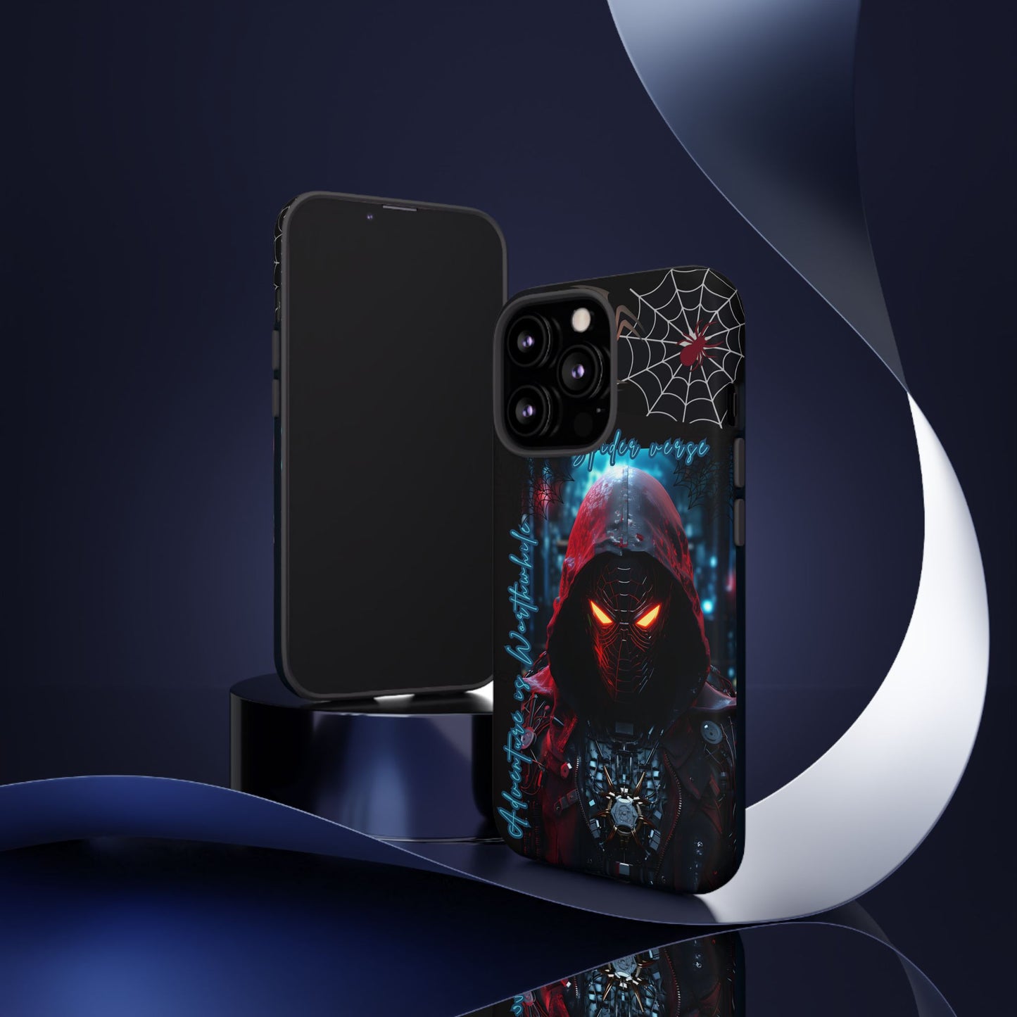Spiderman Phone Case — Neon Hooded Skull Design "Spider verse"
