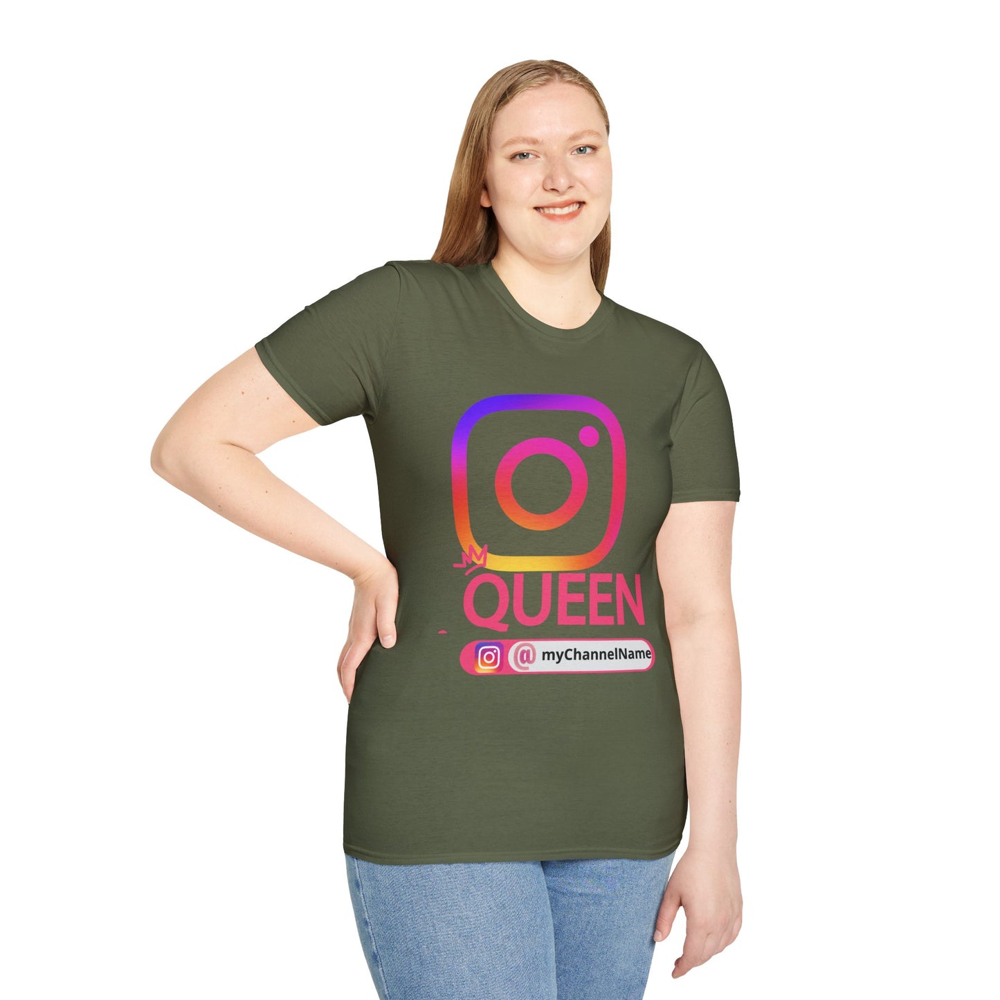 Instagram Queen T-Shirt — "Queen" Social Media Tee with Custom @handle