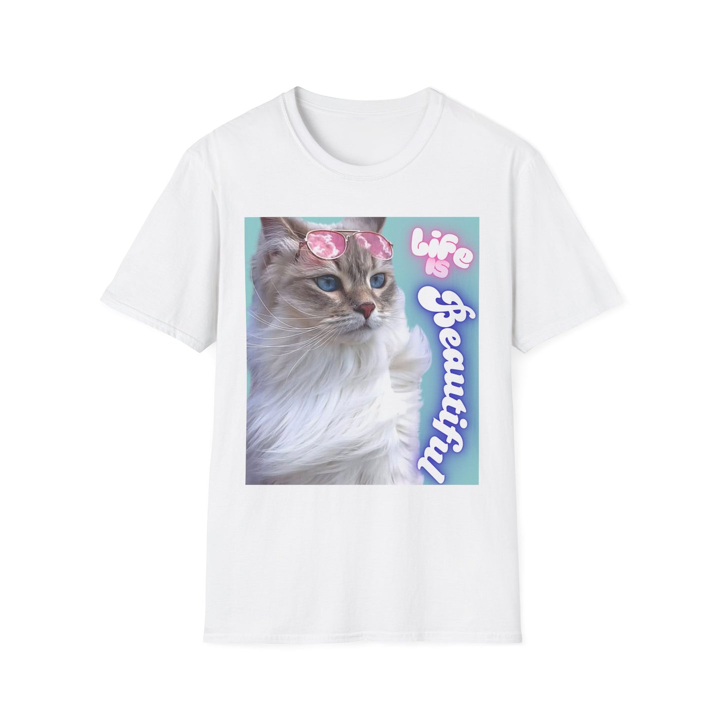 Life Is Beautiful Cat T-Shirt — Inspirational Cat Graphic Tee