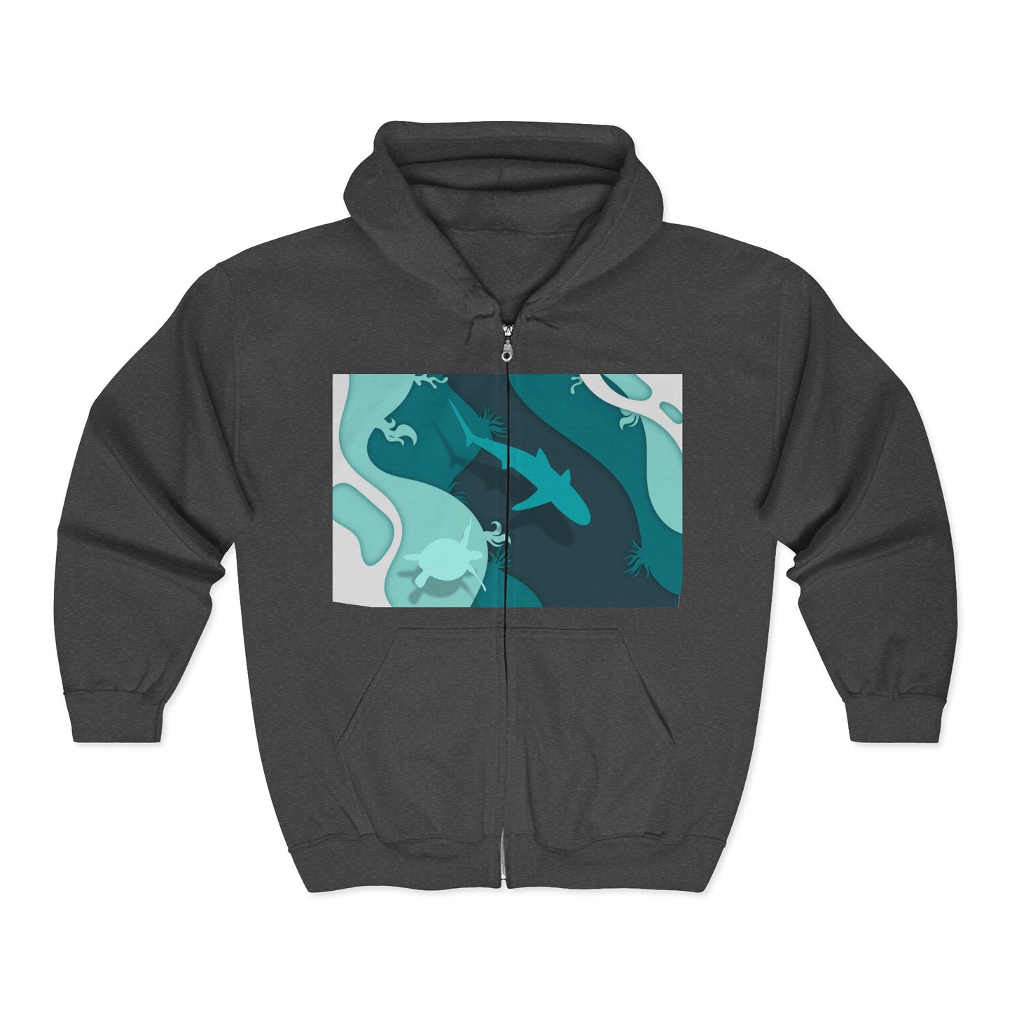 Zip Hoodie — 'Focus On Good Things' Inspirational Ocean Design