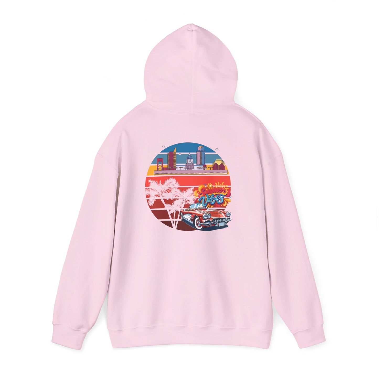 Los Angeles Retro Surf Hoodie — Vintage Sunset Car & Palm Tree Sweatshirt