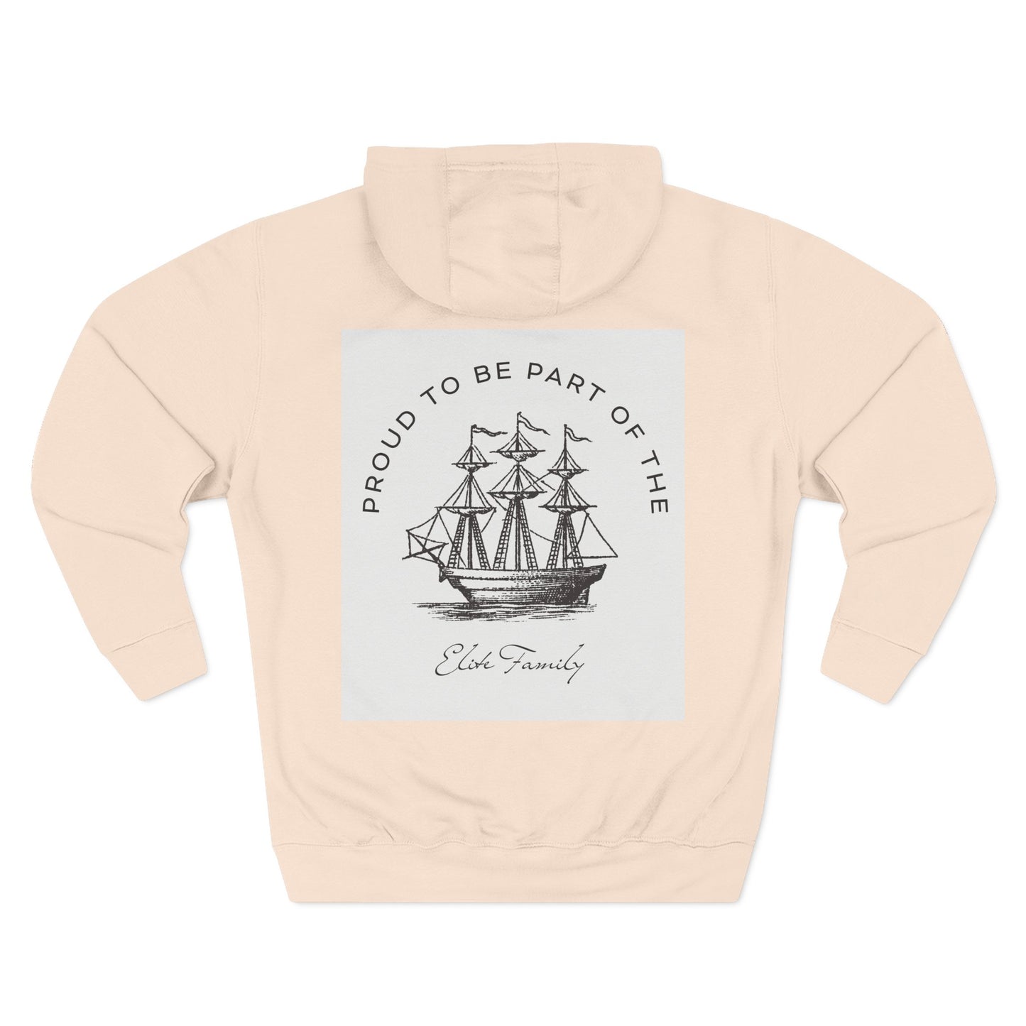 Three-Panel Fleece Hoodie — Vintage Ship Graphic & "Where Compassion Meets Action" Motivational Design