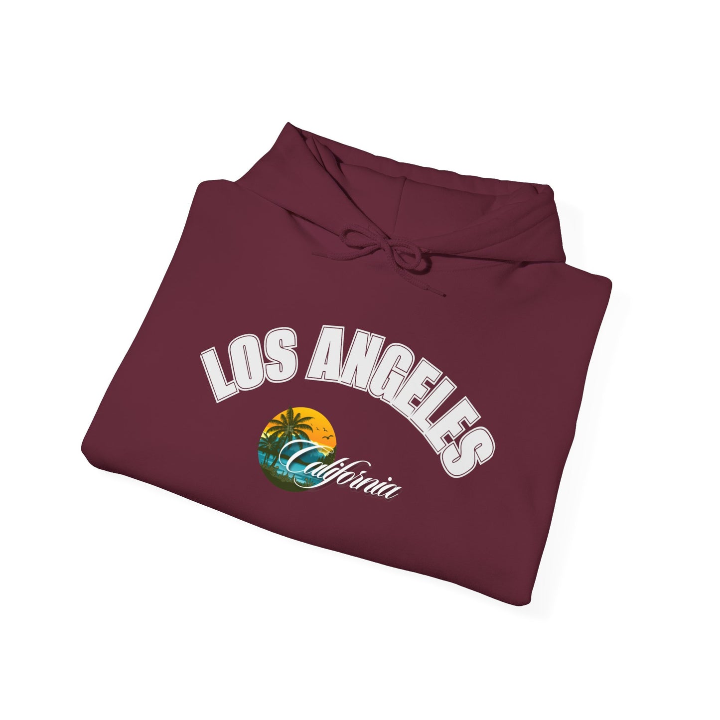 Los Angeles Retro Surf Hoodie — Vintage Sunset Car & Palm Tree Sweatshirt