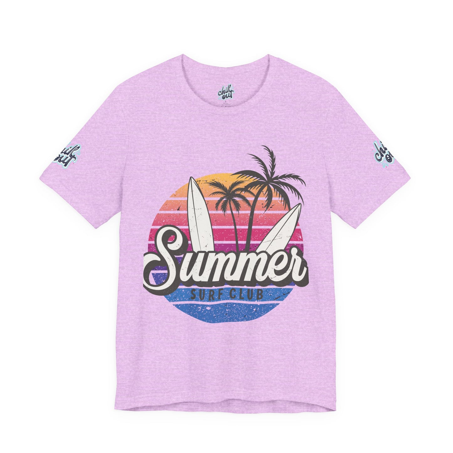 Summer Surf Tee – “Here Comes The Sun” Vintage Surfboard & Palm Graphic T-Shirt