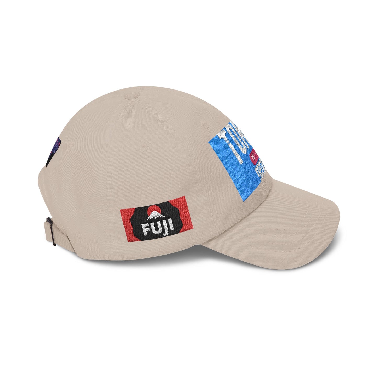 Tokyo Retro Patch Dad Cap – White Embroidered Travel Baseball Hat