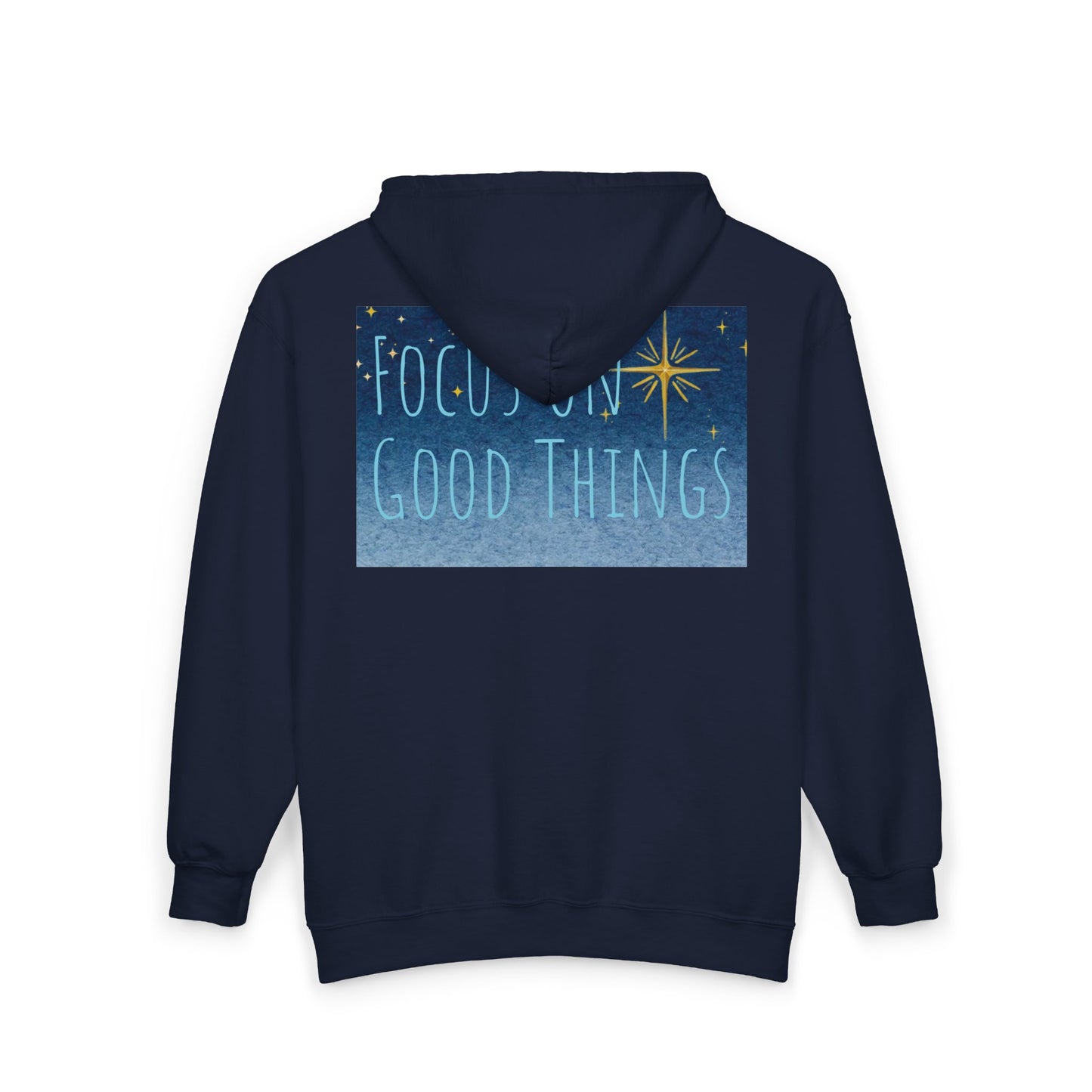 Zip Hoodie — 'Focus On Good Things' Inspirational Ocean Design