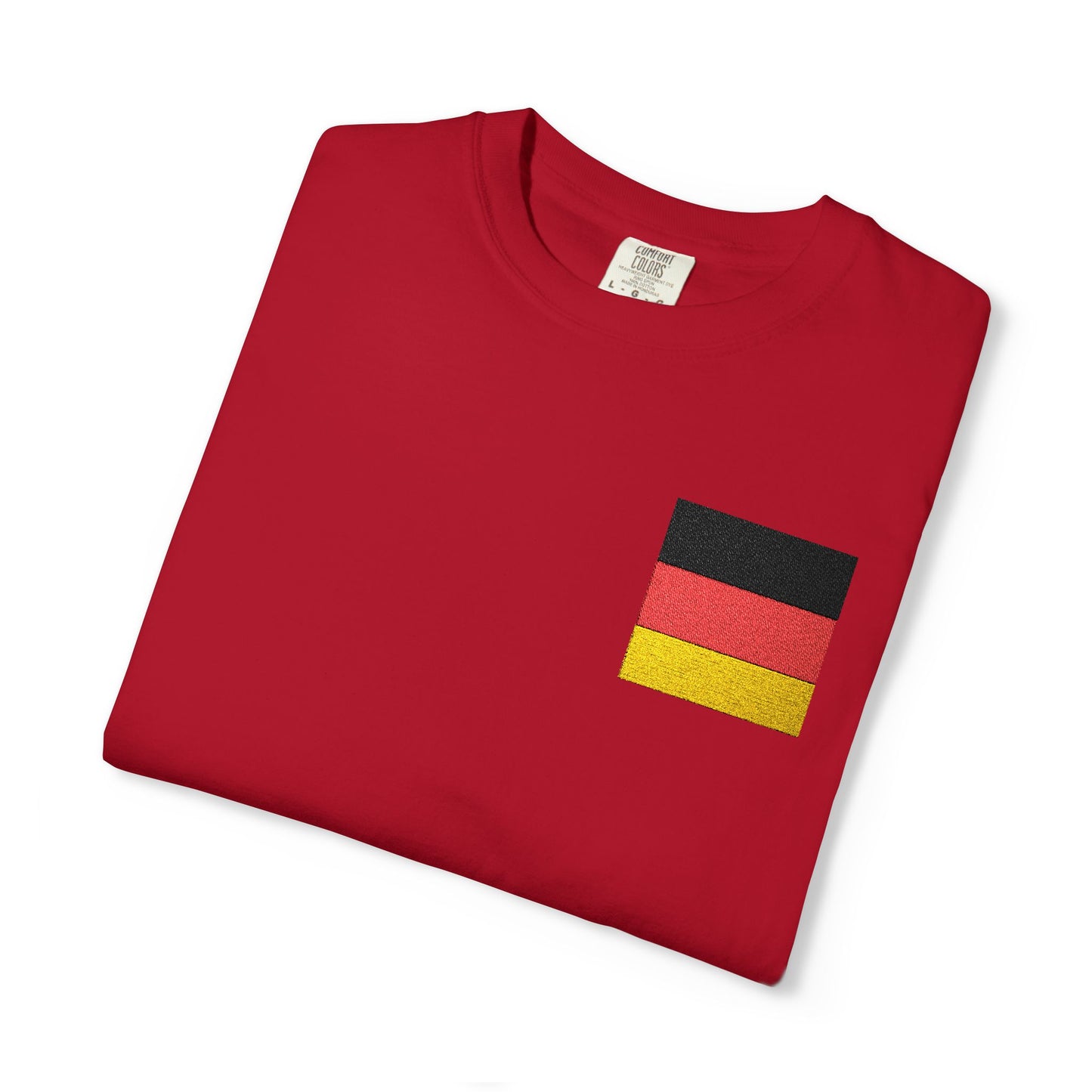 Germany Flag Pocket T-Shirt — German Pride Tee with Sleeve Flags