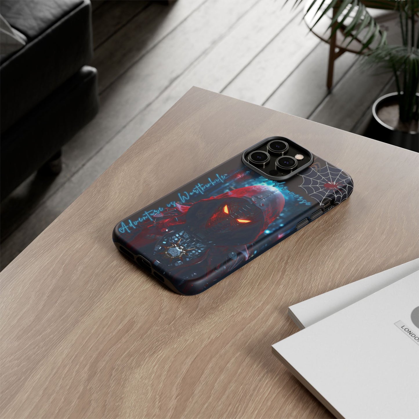 Spiderman Phone Case — Neon Hooded Skull Design "Spider verse"