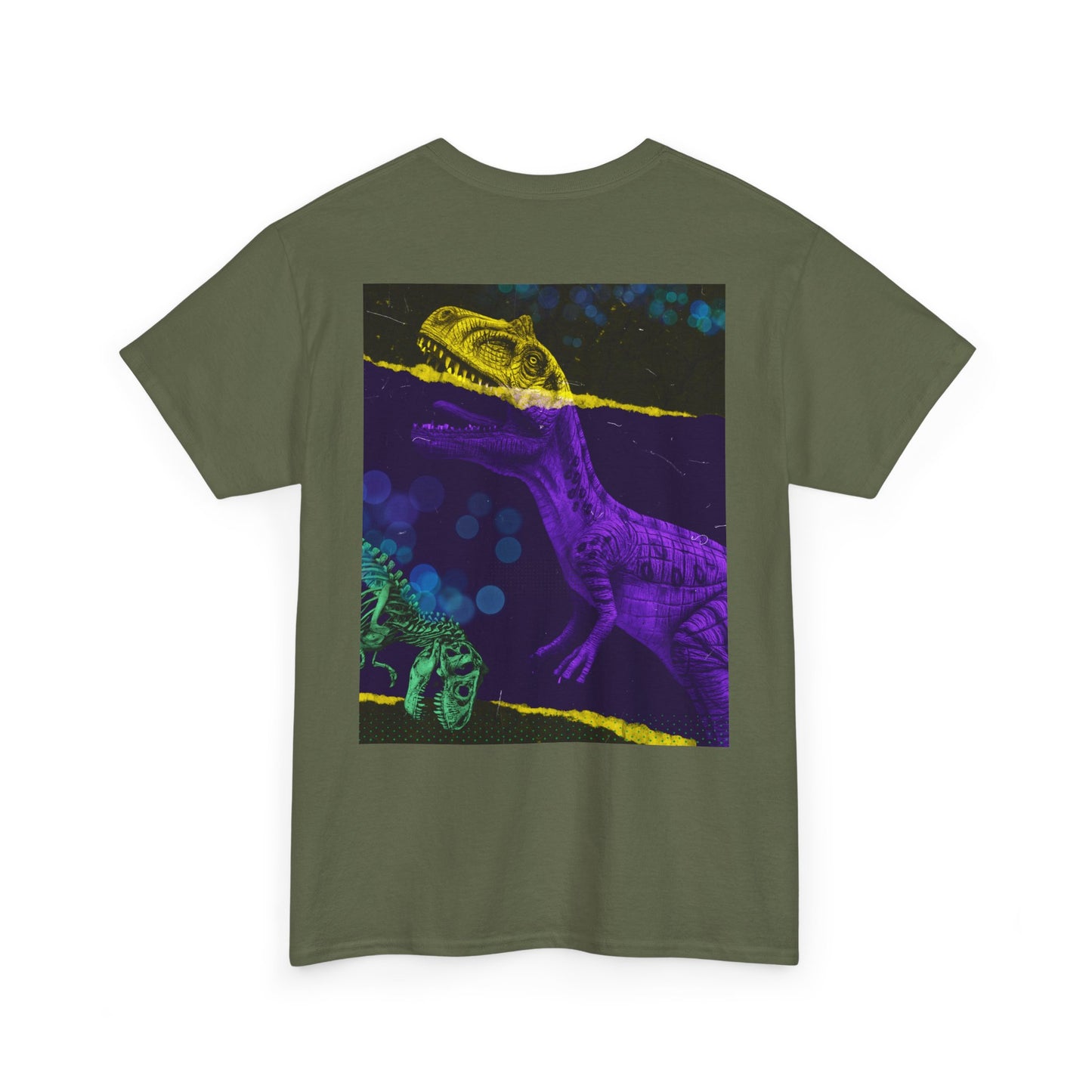 Dinosaur Graphic Tee — Retro Neon T-Rex & Skeleton Shirt