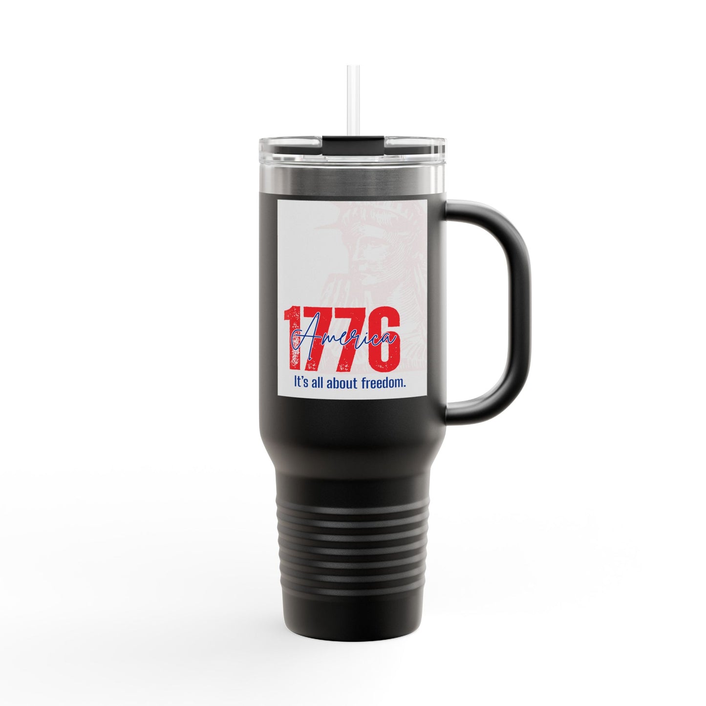 40oz Insulated Travel Mug — American Flag Patriotic Stainless Steel Tumbler