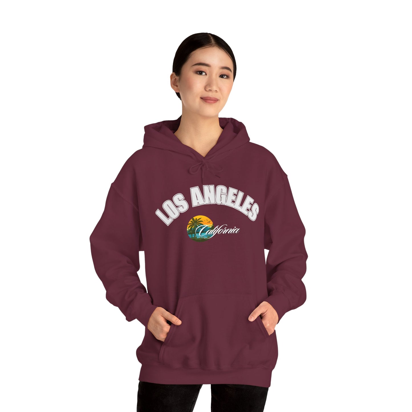 Los Angeles Retro Surf Hoodie — Vintage Sunset Car & Palm Tree Sweatshirt
