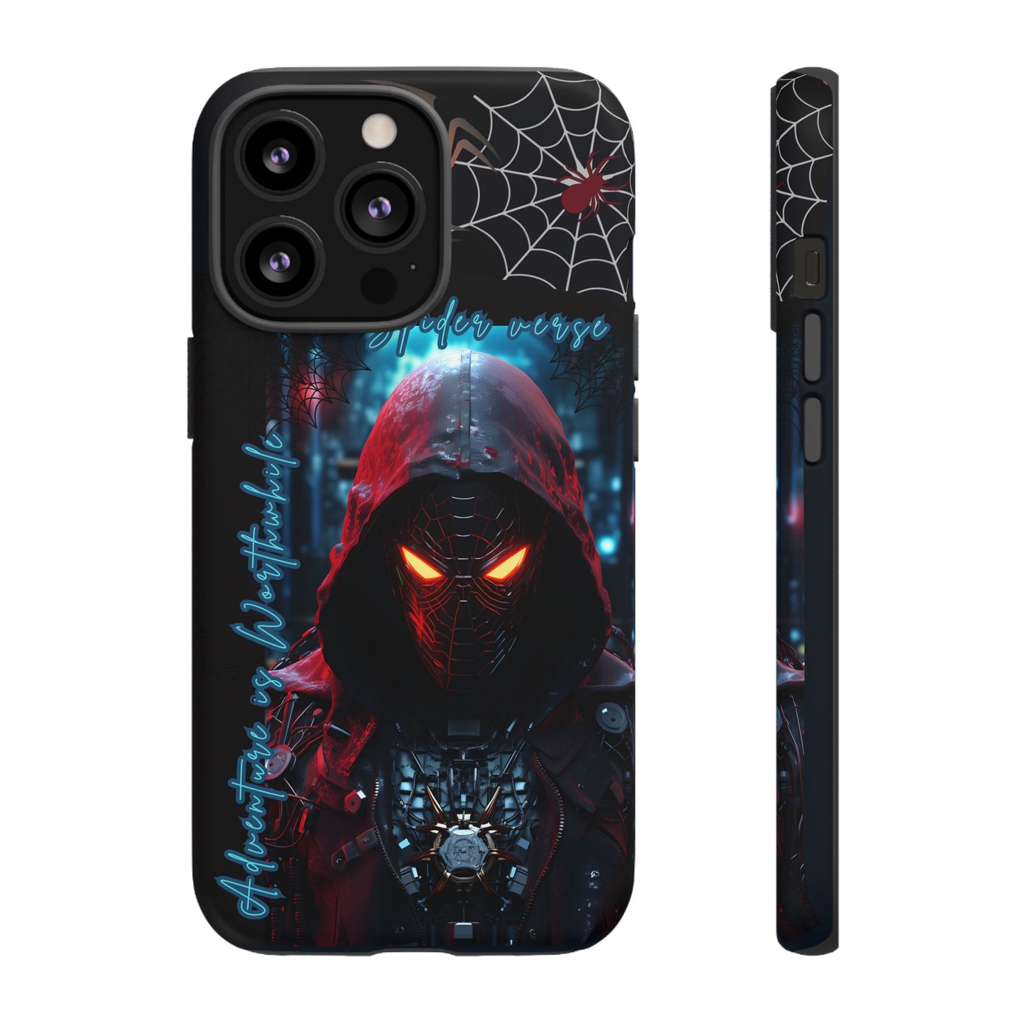Spiderman Phone Case — Neon Hooded Skull Design "Spider verse"