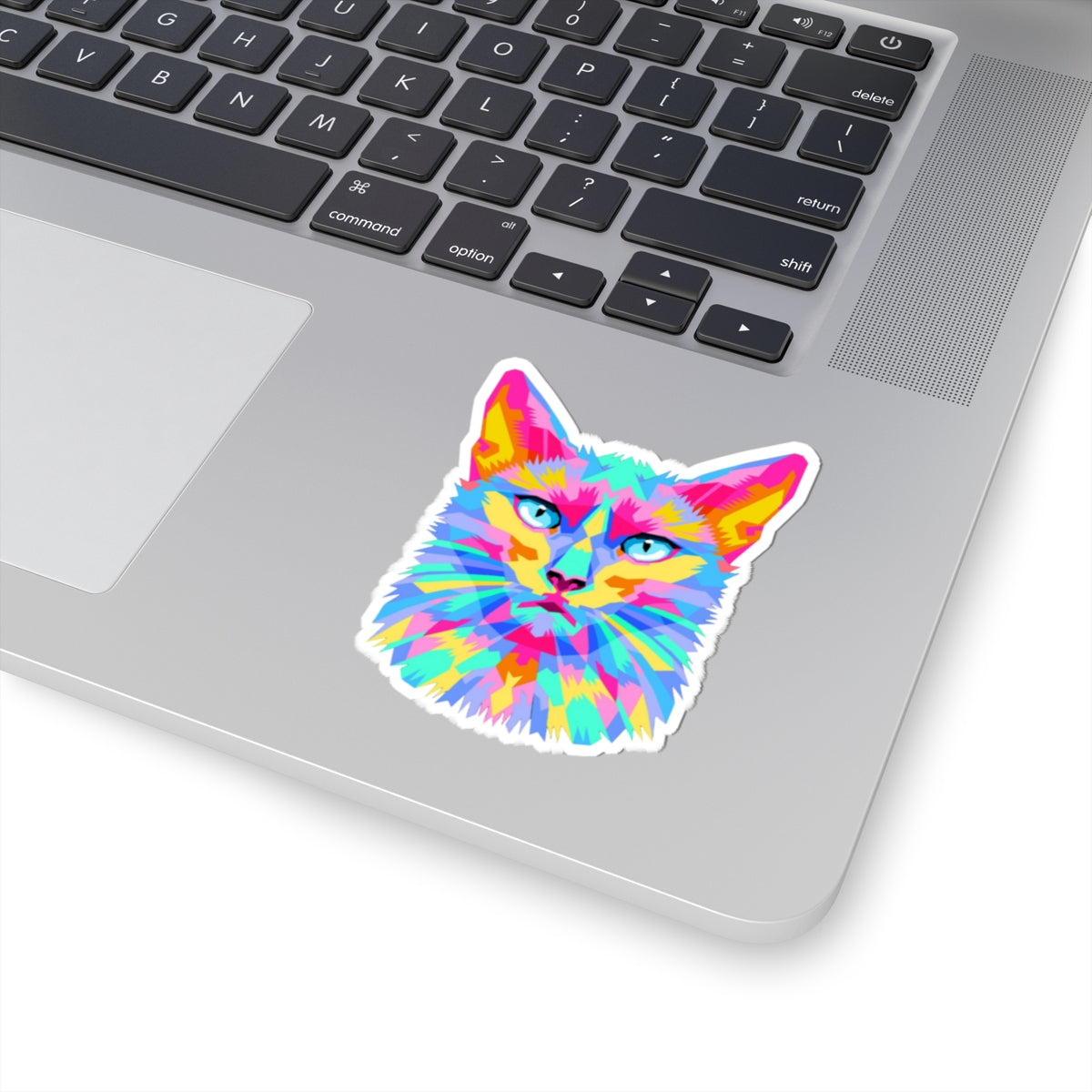 Colorful Pop Art Cat -Cut Sticker — Vibrant Feline Laptop Decal